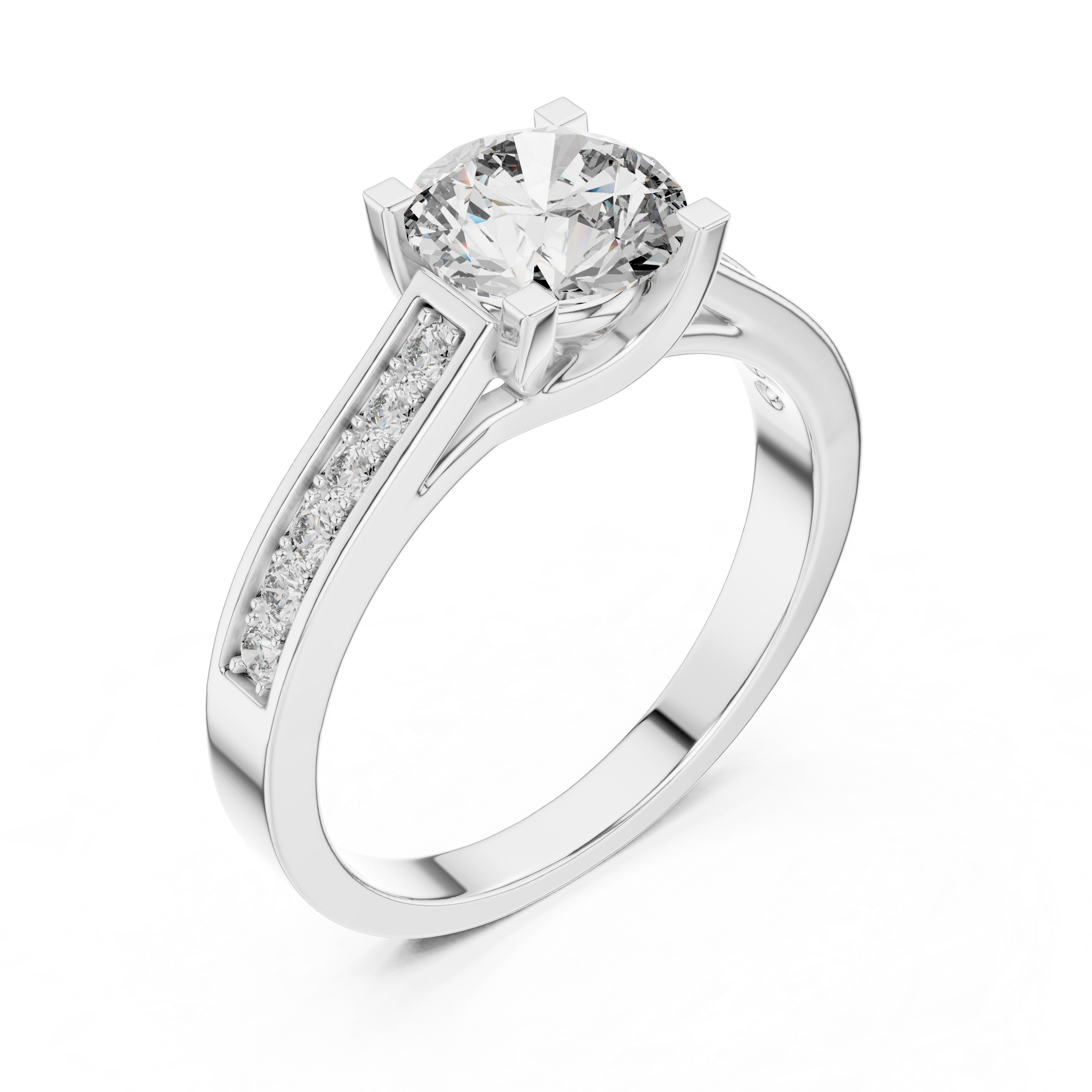 1–3 Carat Round Lab-Grown Diamond Solitaire Ring – Half Pave Band, 18K Gold