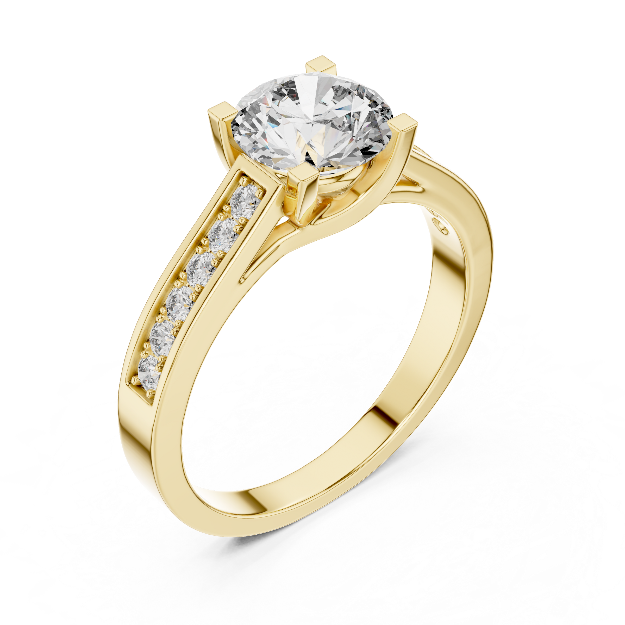 1–3 Carat Round Lab-Grown Diamond Solitaire Ring – Half Pave Band, 18K Gold