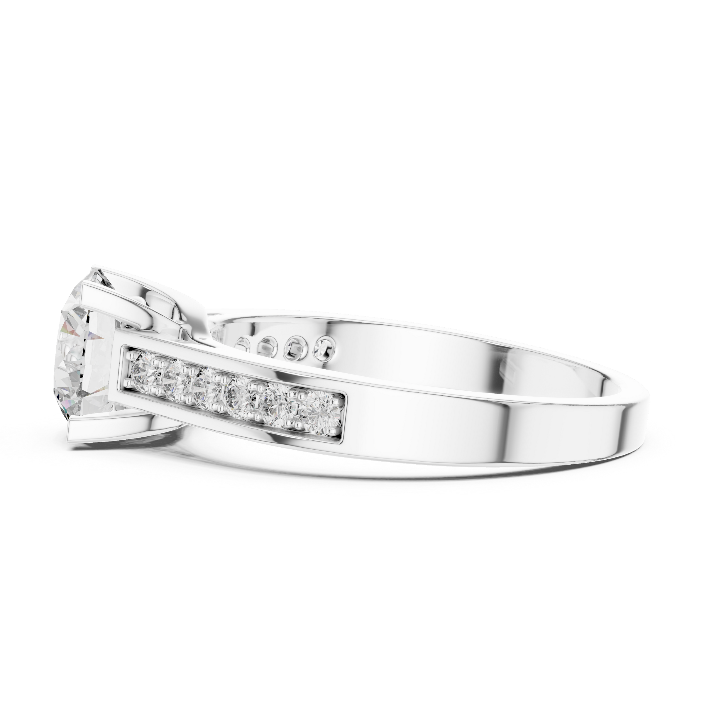 1–3 Carat Round Lab-Grown Diamond Solitaire Ring – Half Pave Band, 18K Gold