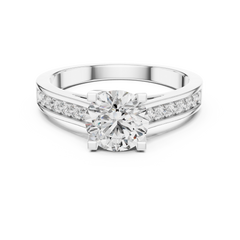1–3 Carat Round Lab-Grown Diamond Solitaire Ring – Half Pave Band, 18K Gold