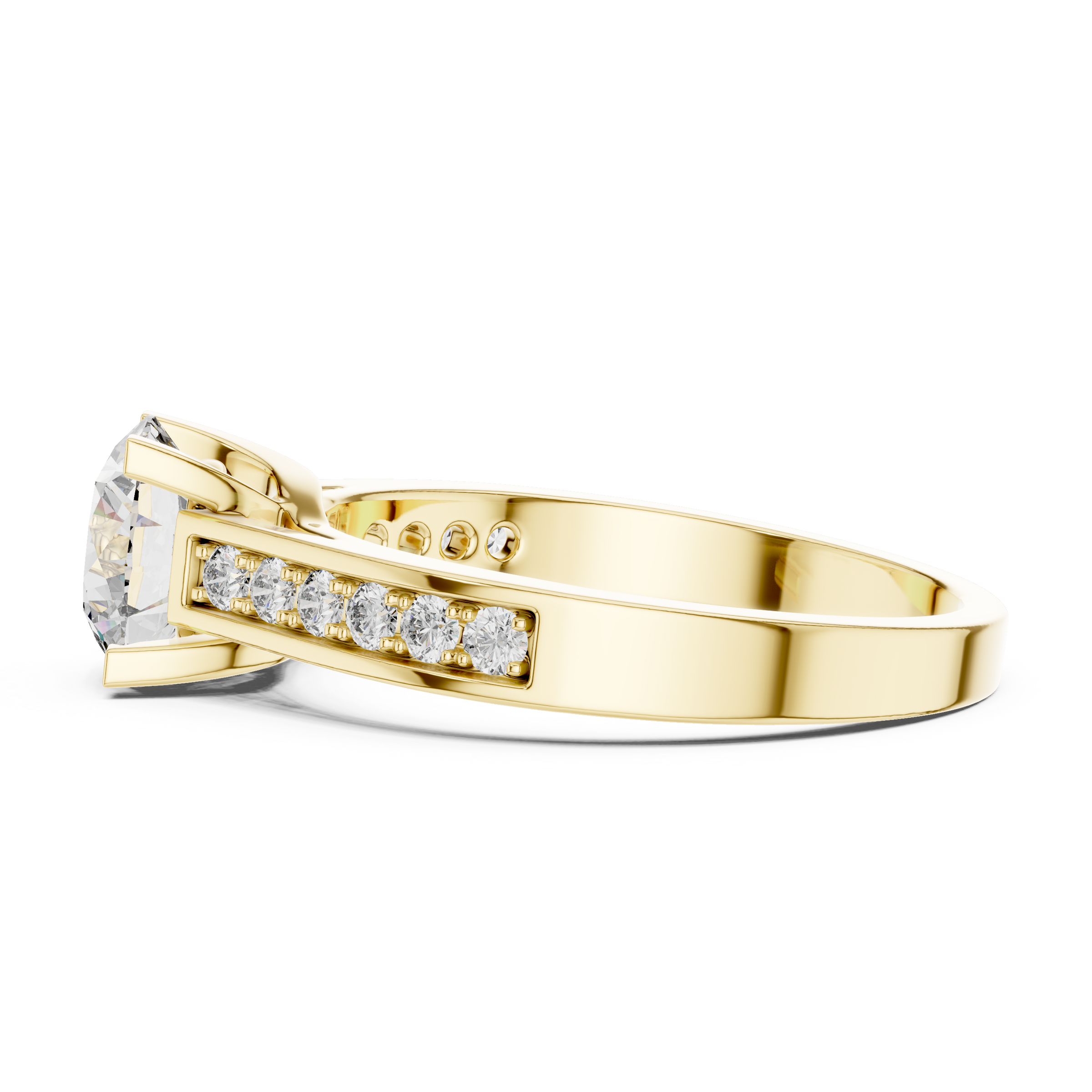 1–3 Carat Round Lab-Grown Diamond Solitaire Ring – Half Pave Band, 18K Gold