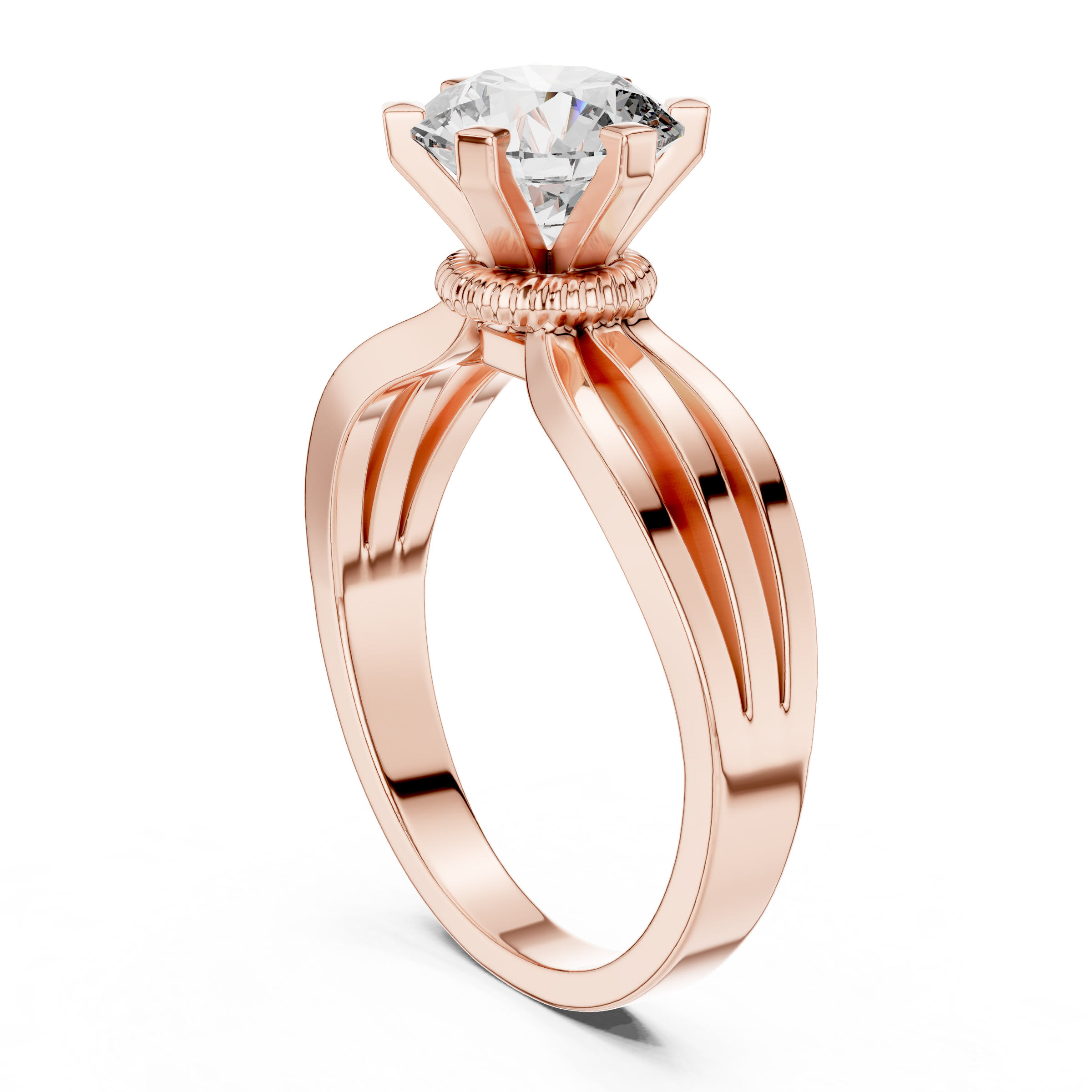 1–3 Carat Round Lab-Grown Diamond Solitaire Engagement Ring in 18K Gold – Six-Prong Setting