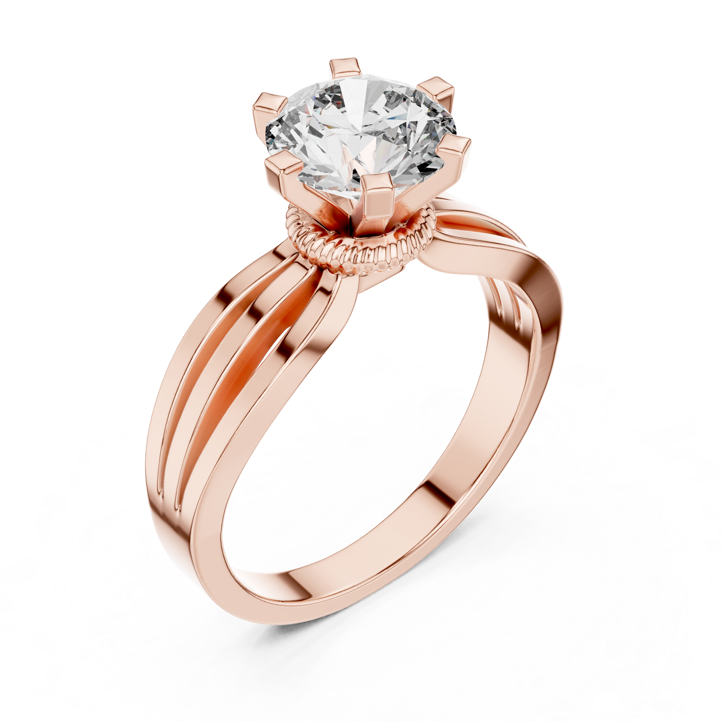 1–3 Carat Round Lab-Grown Diamond Solitaire Engagement Ring in 18K Gold – Six-Prong Setting