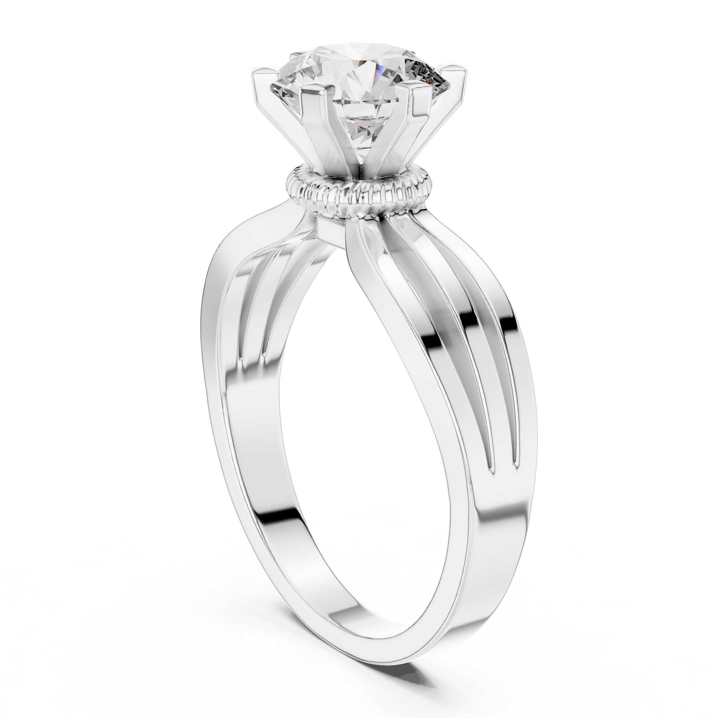 1–3 Carat Round Lab-Grown Diamond Solitaire Engagement Ring in 18K Gold – Six-Prong Setting