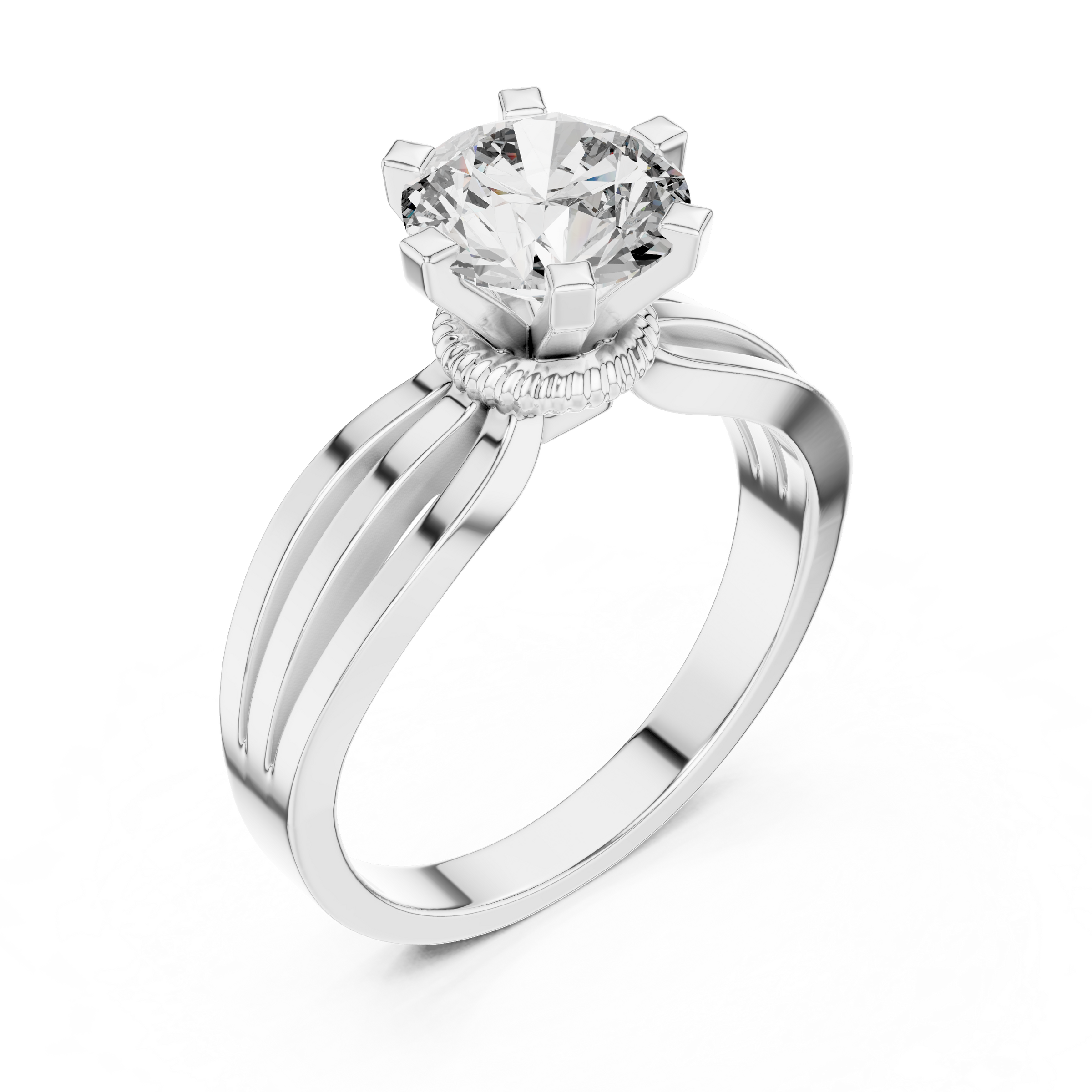 1–3 Carat Round Lab-Grown Diamond Solitaire Engagement Ring in 18K Gold – Six-Prong Setting
