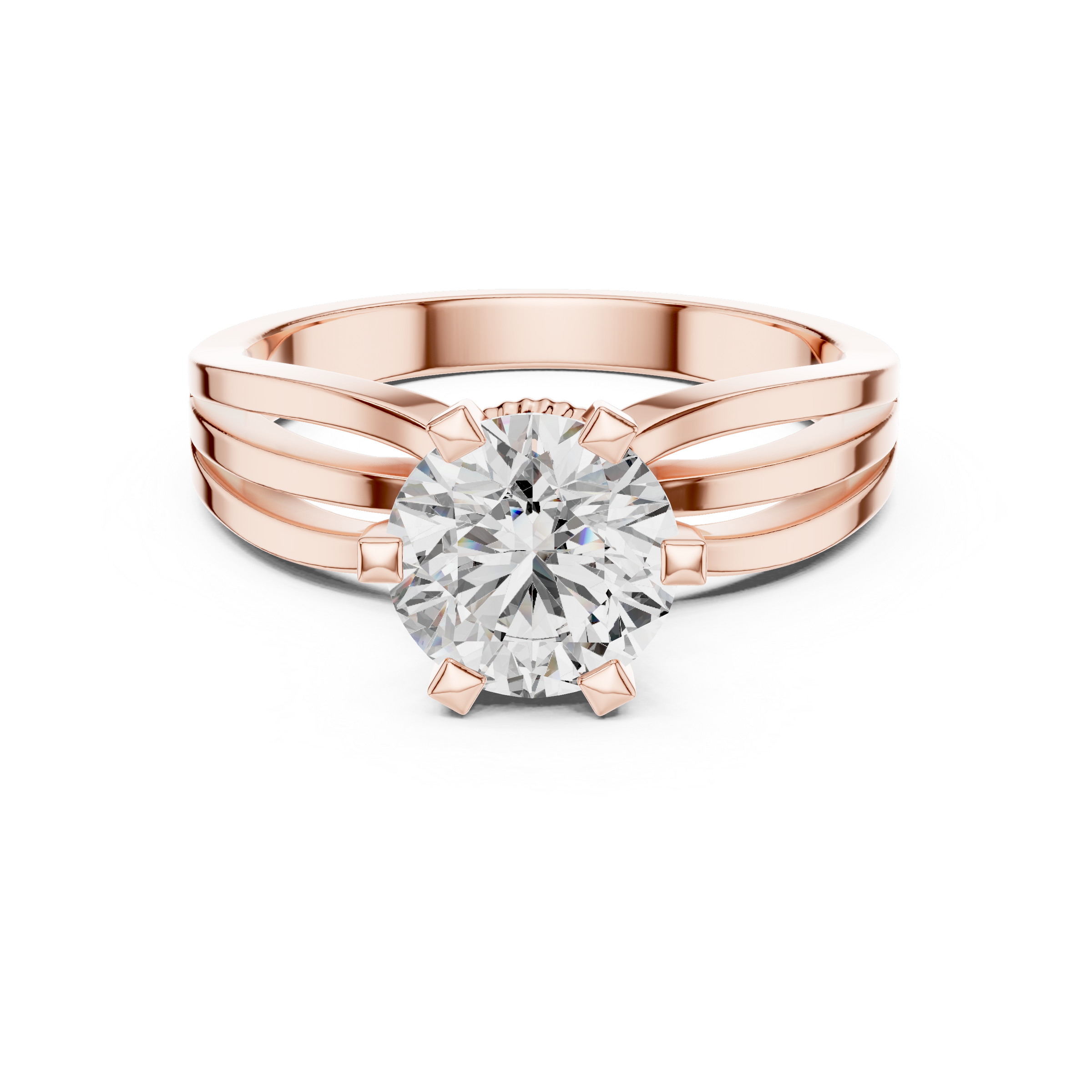 1–3 Carat Round Lab-Grown Diamond Solitaire Engagement Ring in 18K Gold – Six-Prong Setting