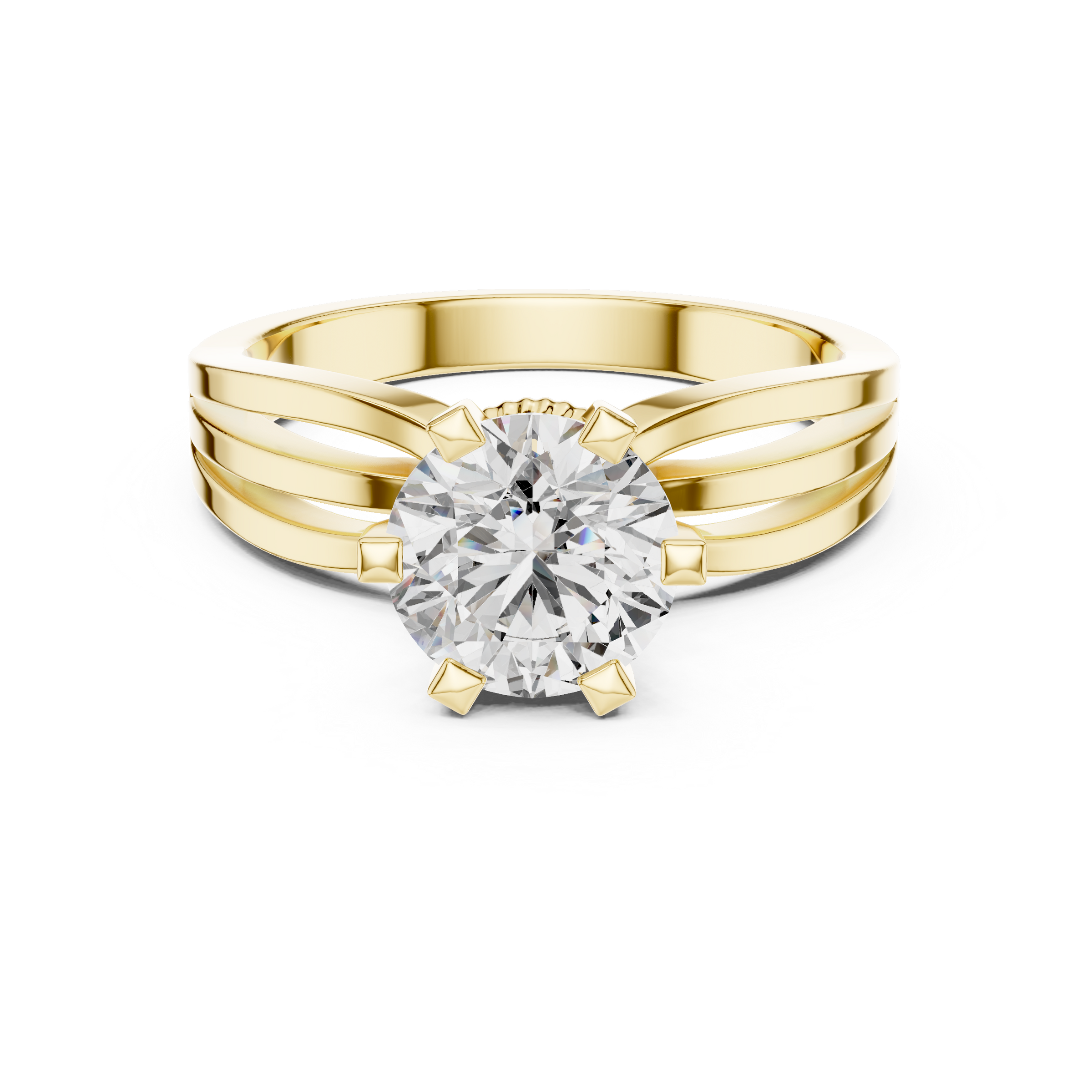 1–3 Carat Round Lab-Grown Diamond Solitaire Engagement Ring in 18K Gold – Six-Prong Setting