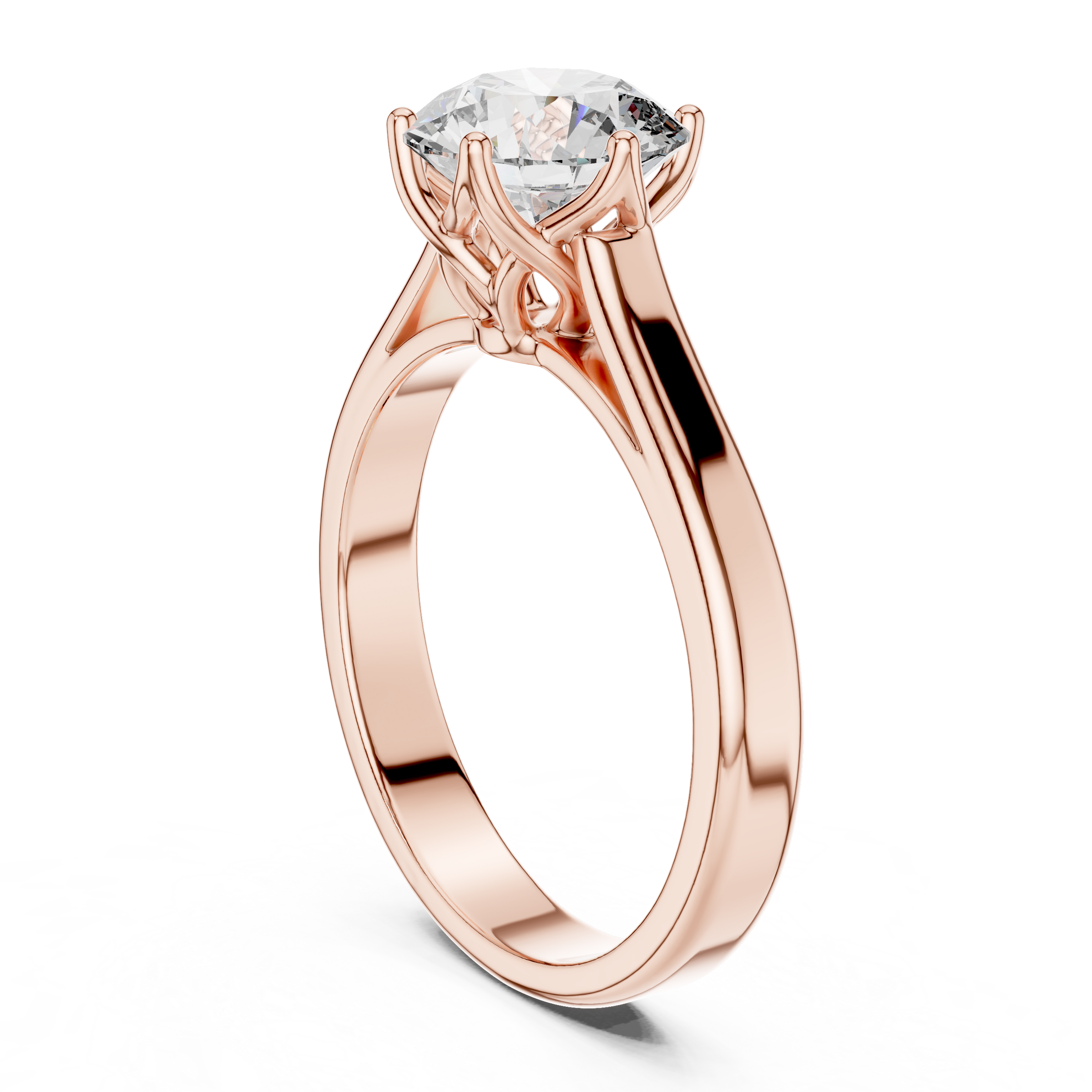1–3 Carat Round Lab-Grown Diamond Solitaire Engagement Ring in 18K Gold – Tulip Six-Prong Setting