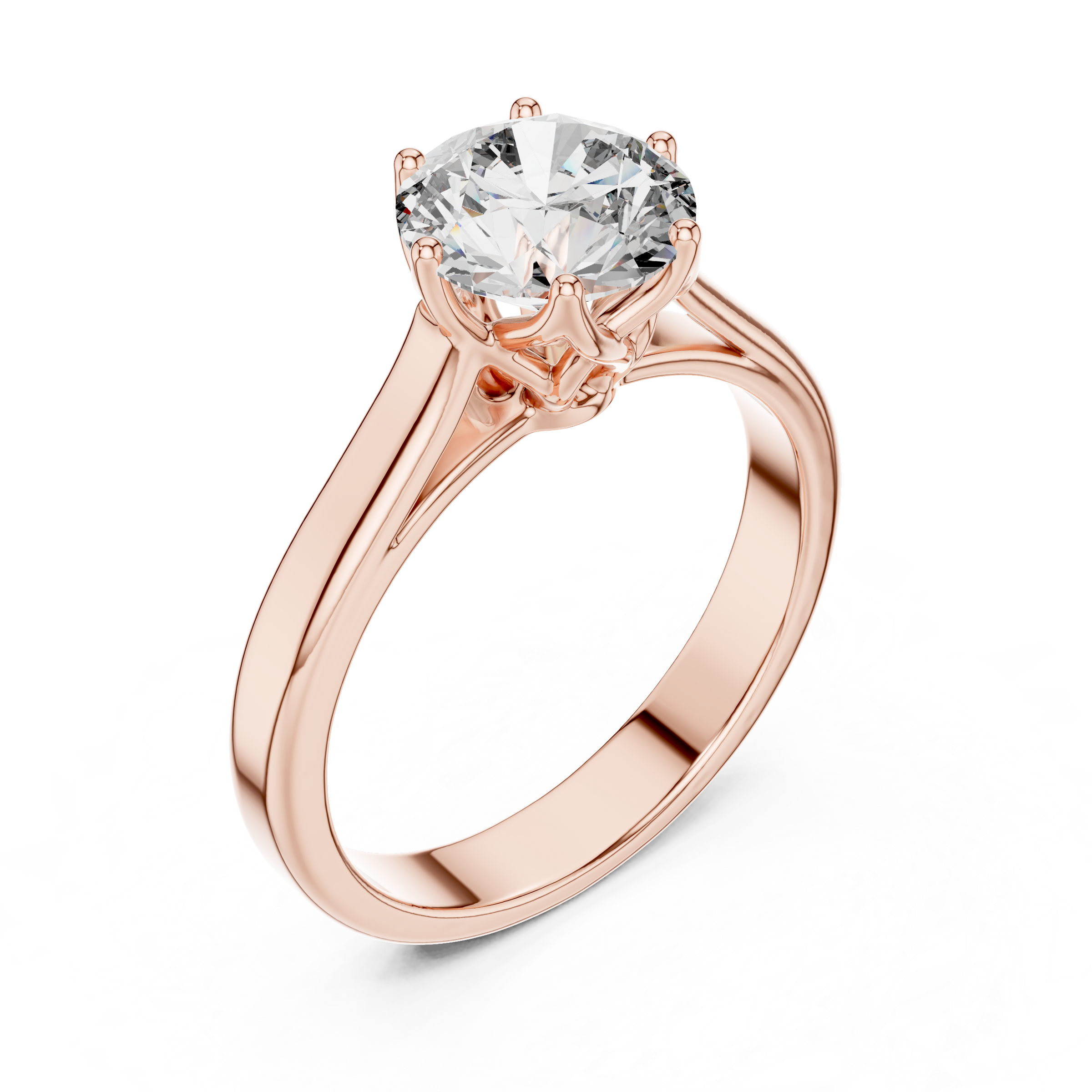 1–3 Carat Round Lab-Grown Diamond Solitaire Engagement Ring in 18K Gold – Tulip Six-Prong Setting