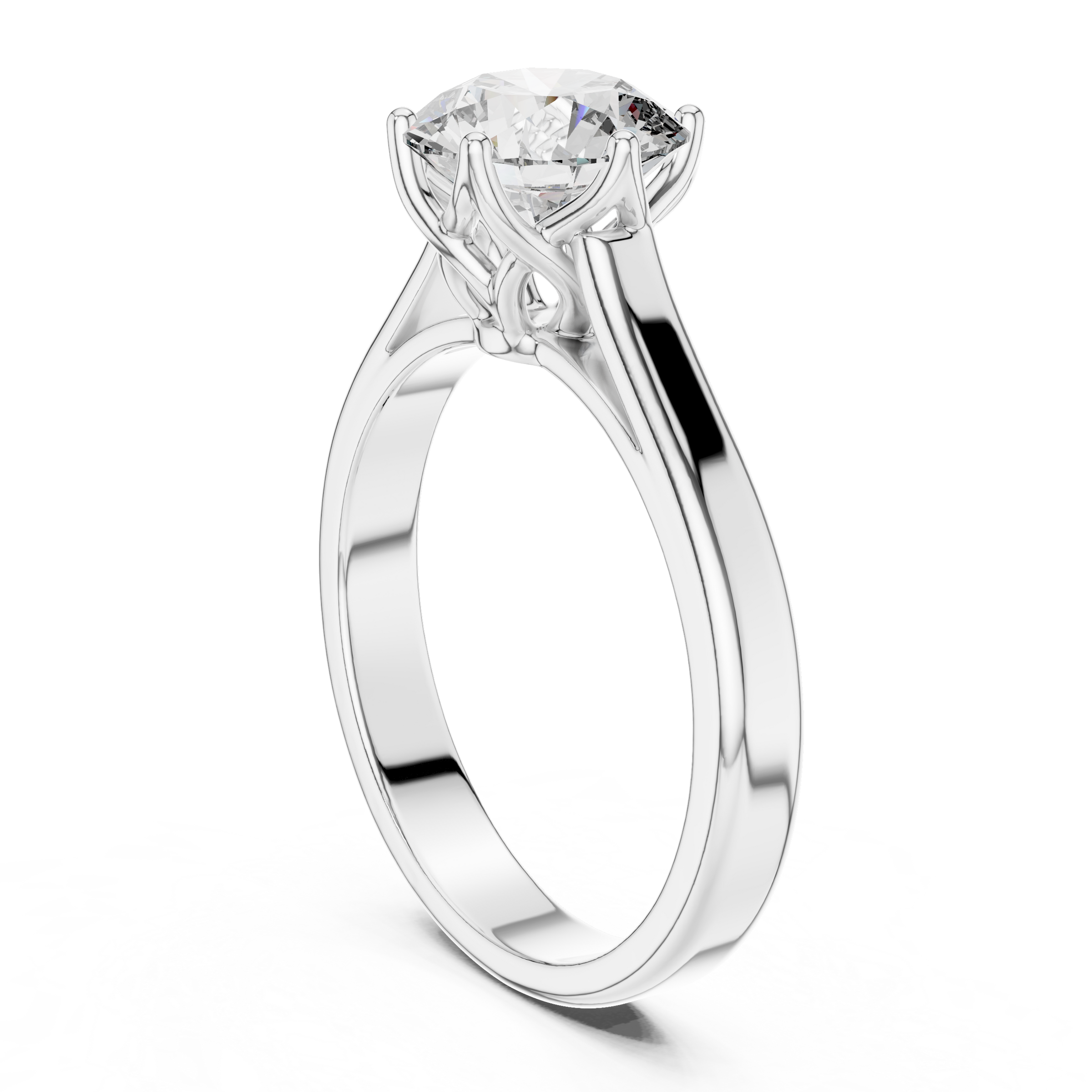 1–3 Carat Round Lab-Grown Diamond Solitaire Engagement Ring in 18K Gold – Tulip Six-Prong Setting