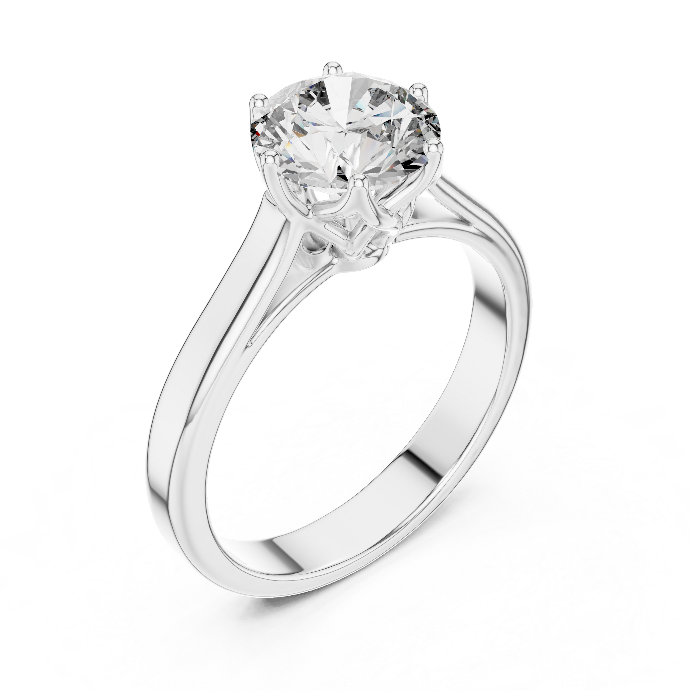 1–3 Carat Round Lab-Grown Diamond Solitaire Engagement Ring in 18K Gold – Tulip Six-Prong Setting