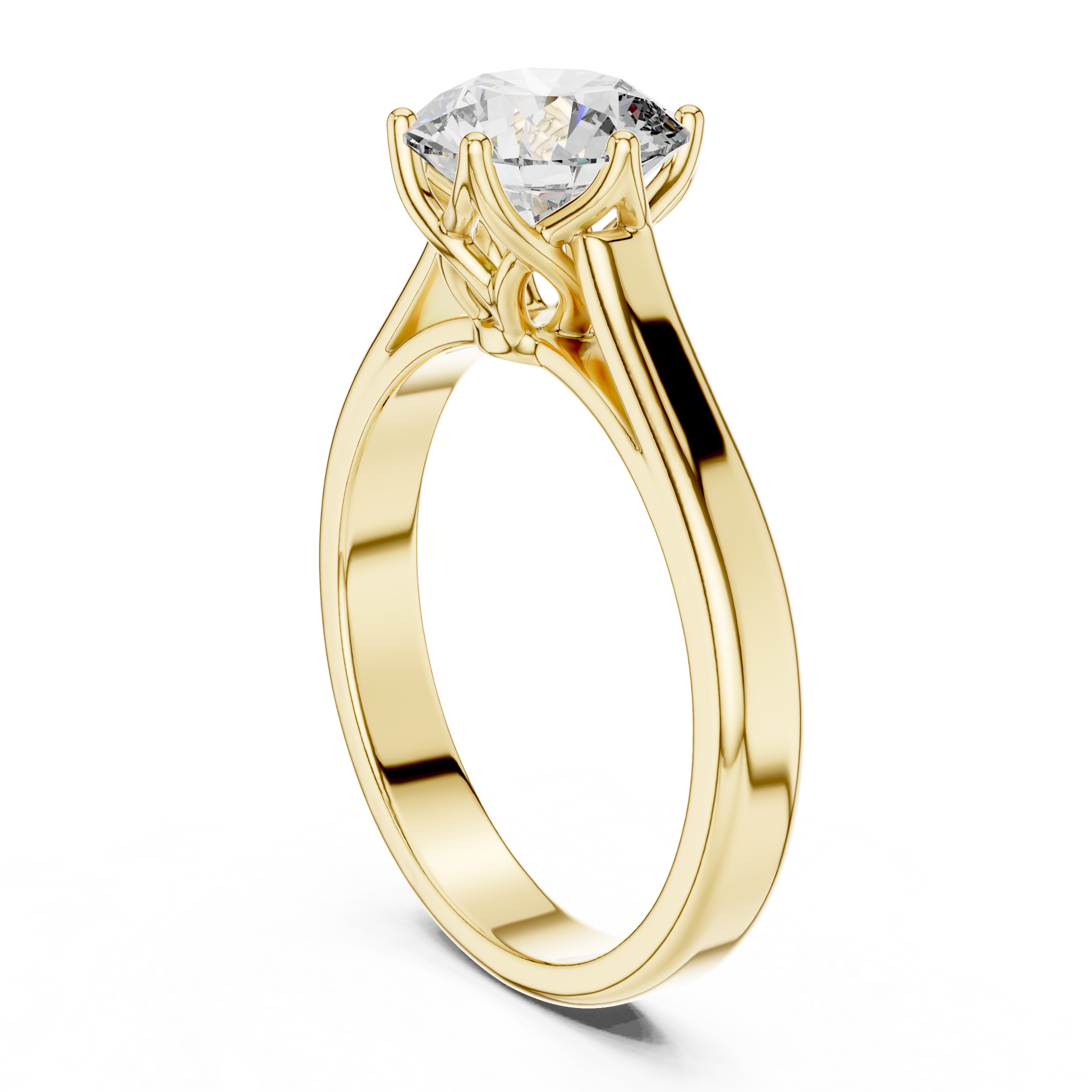1–3 Carat Round Lab-Grown Diamond Solitaire Engagement Ring in 18K Gold – Tulip Six-Prong Setting