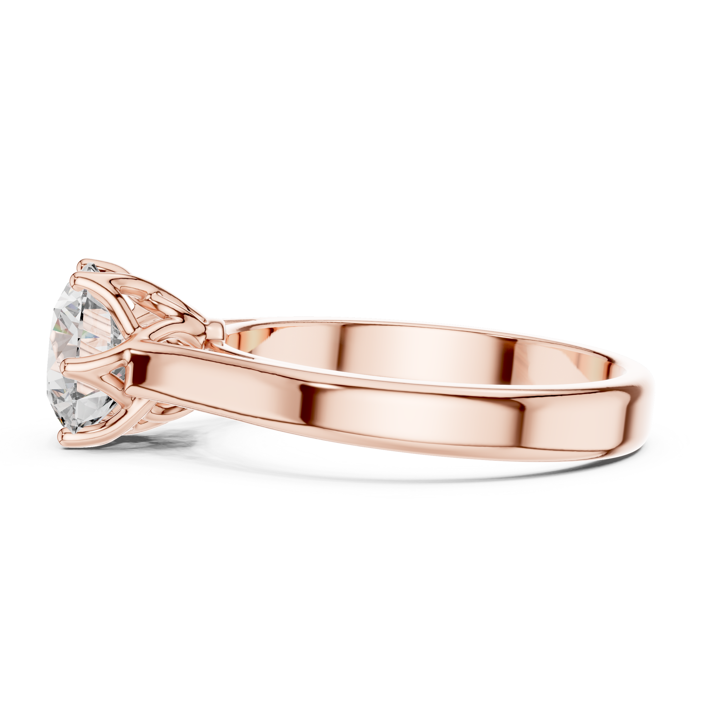 1–3 Carat Round Lab-Grown Diamond Solitaire Engagement Ring in 18K Gold – Tulip Six-Prong Setting