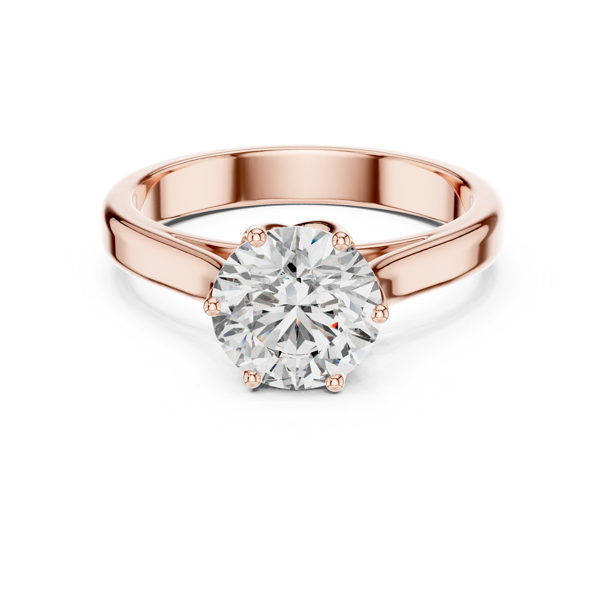 1–3 Carat Round Lab-Grown Diamond Solitaire Engagement Ring in 18K Gold – Tulip Six-Prong Setting