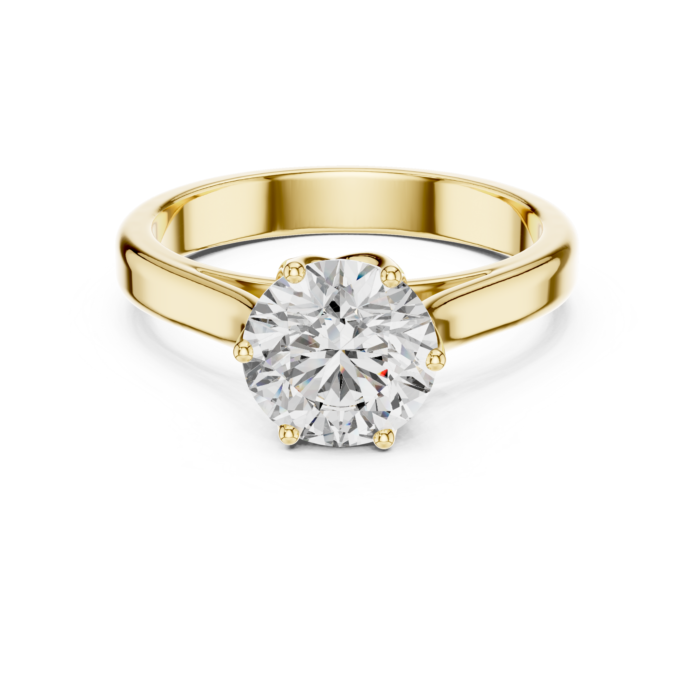1–3 Carat Round Lab-Grown Diamond Solitaire Engagement Ring in 18K Gold – Tulip Six-Prong Setting