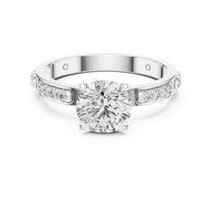 1–3 Carat Round Lab-Grown Diamond Solitaire Engagement Ring in 18K Gold – With Round Side Diamonds, Four-Prong Setting