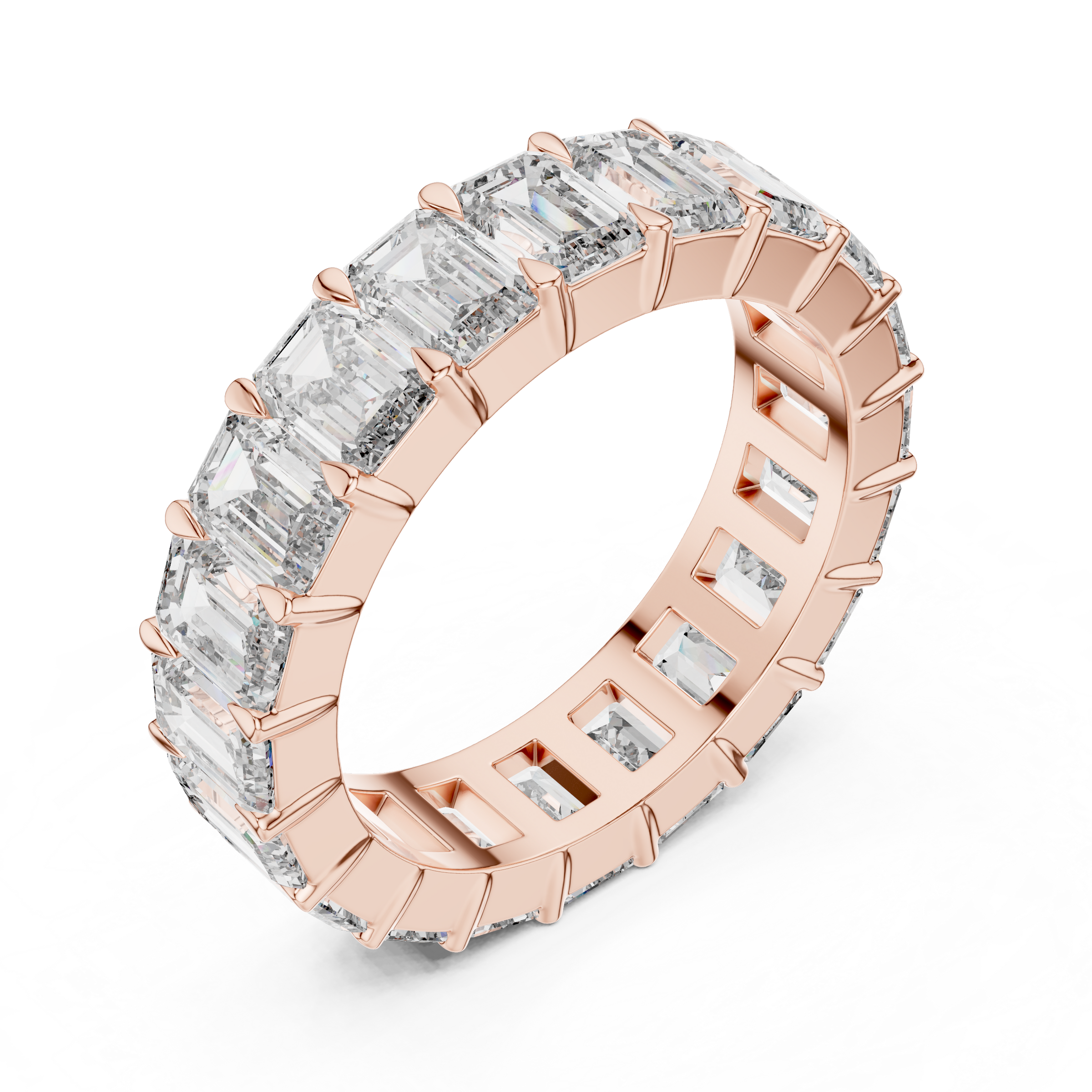 Full Eternity 0.25 Pointer Each Emerald Lab-Grown Diamond Ring in 18K Gold