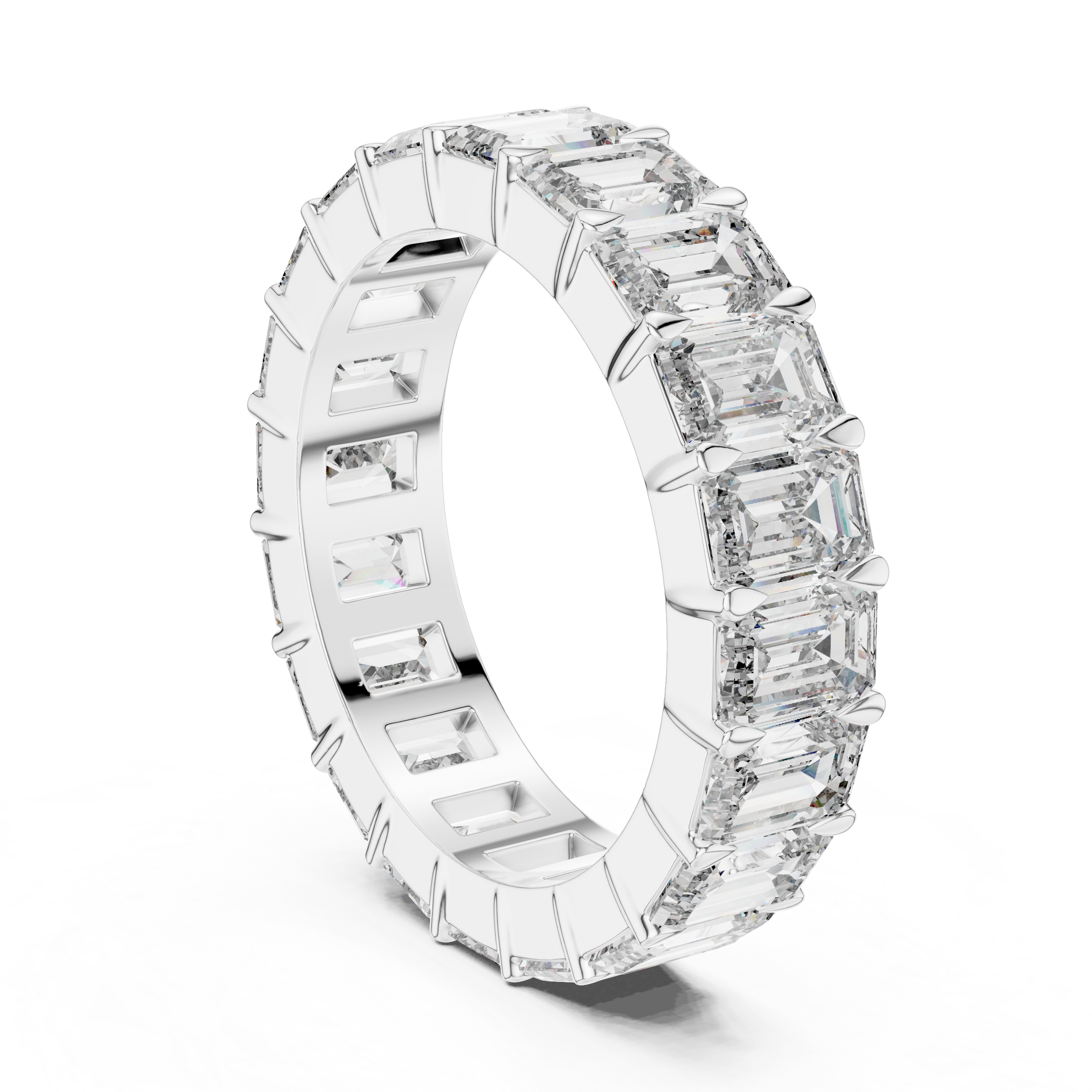 Full Eternity 0.25 Pointer Each Emerald Lab-Grown Diamond Ring in 18K Gold