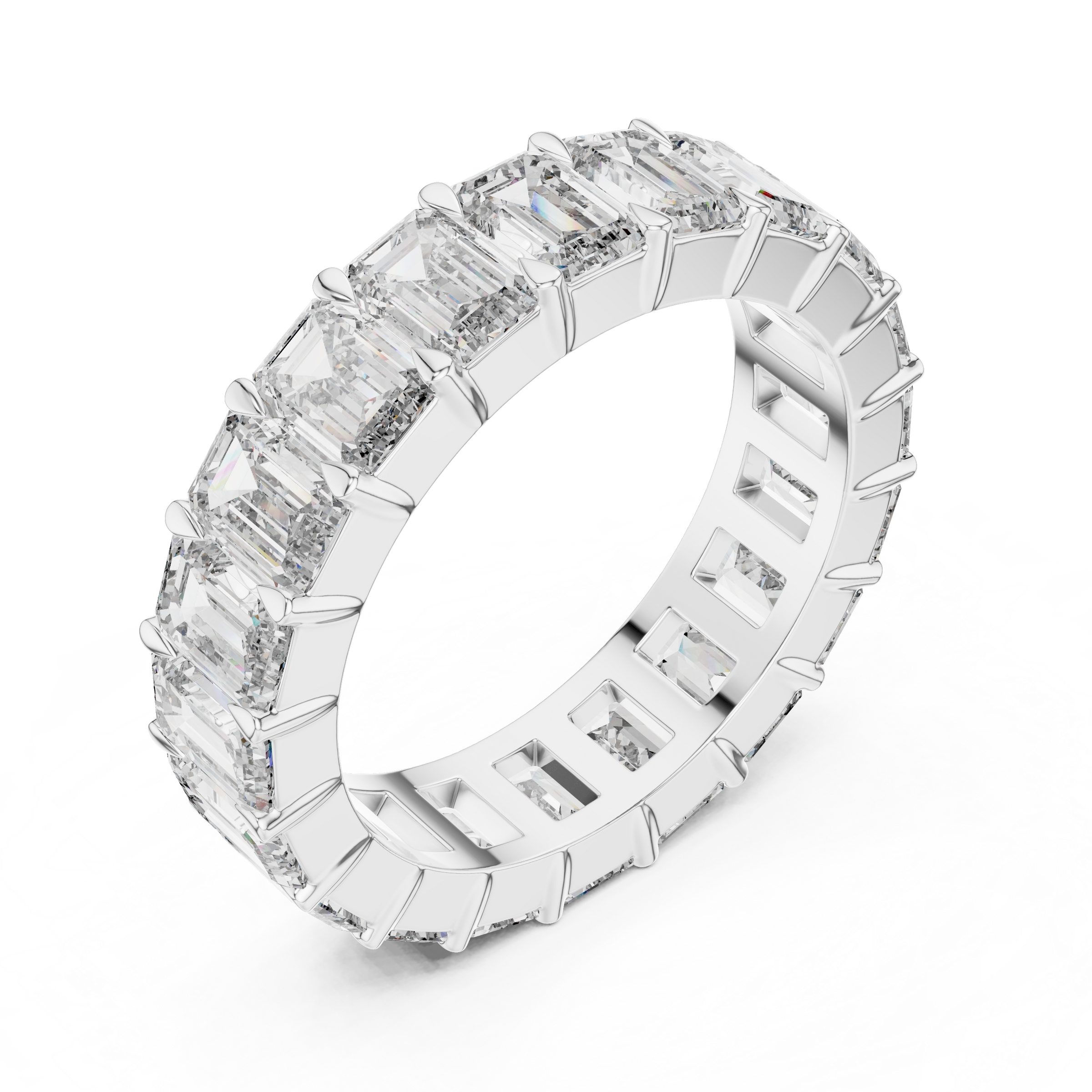 Full Eternity 0.25 Pointer Each Emerald Lab-Grown Diamond Ring in 18K Gold