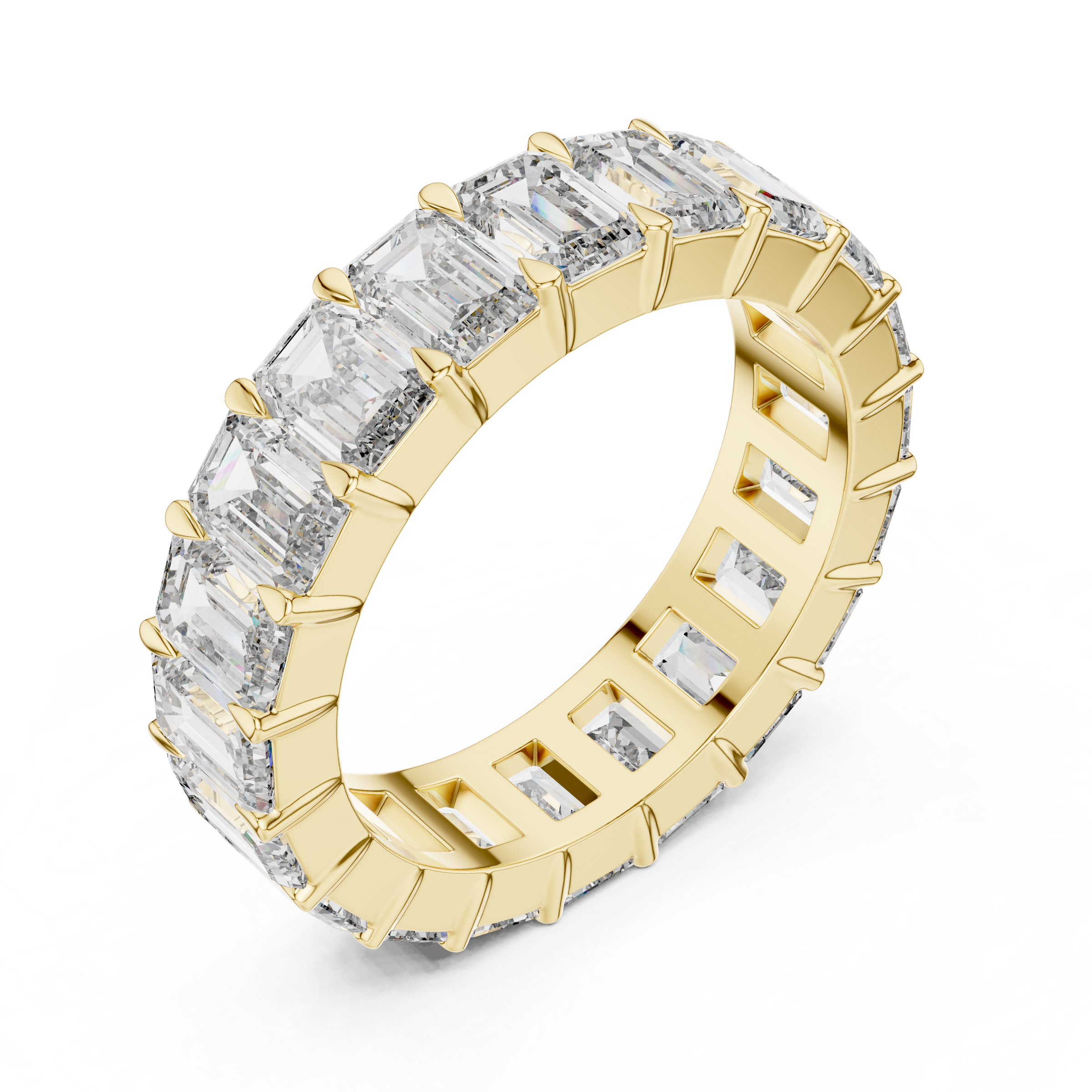Full Eternity 0.25 Pointer Each Emerald Lab-Grown Diamond Ring in 18K Gold