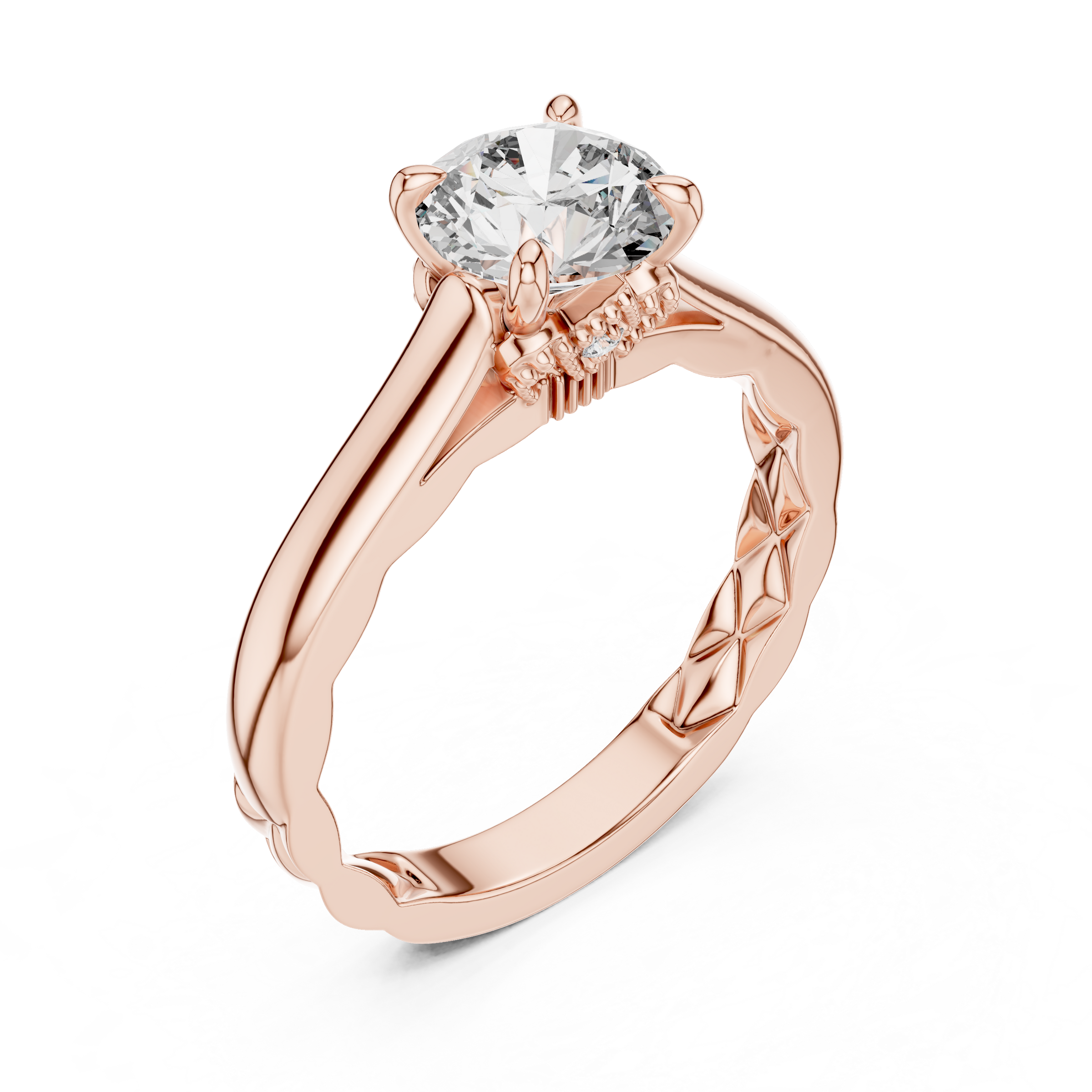 1–3 Carat Round Lab-Grown Diamond Solitaire Engagement Ring – Four-Prong Setting, Plain Band in 18K Gold