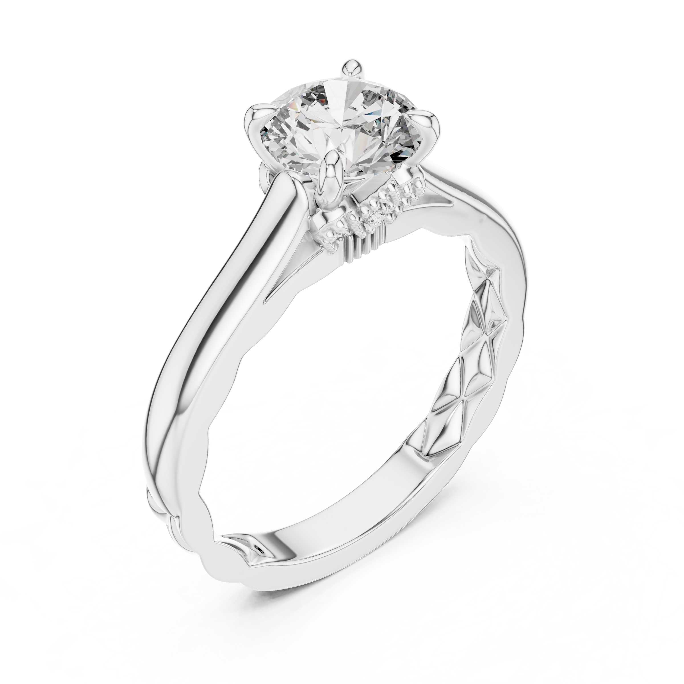 1–3 Carat Round Lab-Grown Diamond Solitaire Engagement Ring – Four-Prong Setting, Plain Band in 18K Gold
