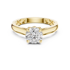 1–3 Carat Round Lab-Grown Diamond Solitaire Engagement Ring – Four-Prong Setting, Plain Band in 18K Gold