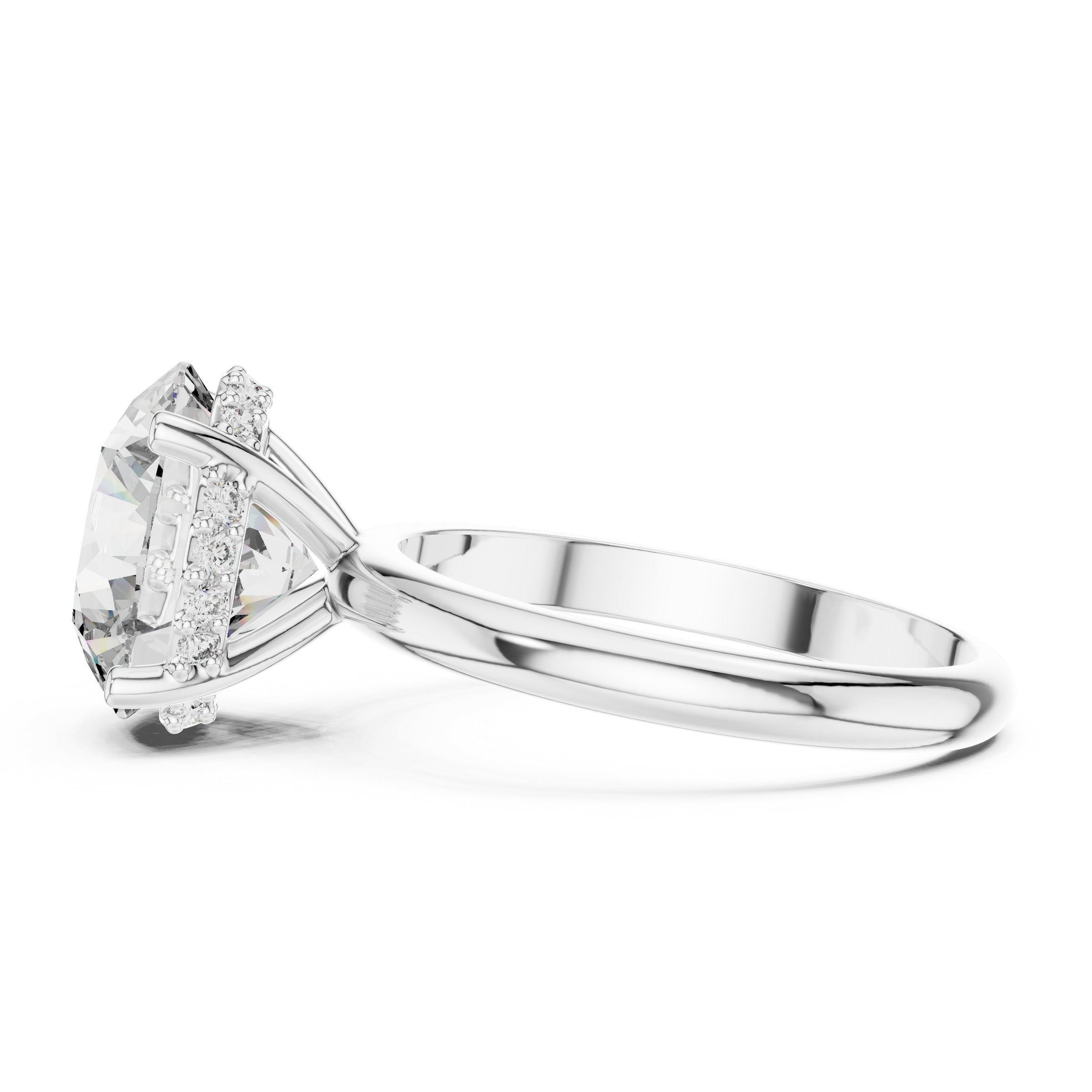 1–5 Carat Round Lab-Grown Diamond Solitaire Ring with Hidden Halo – Classic Plain Band in 18K