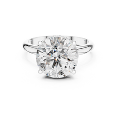 1–5 Carat Round Lab-Grown Diamond Solitaire Ring with Hidden Halo – Classic Plain Band in 18K