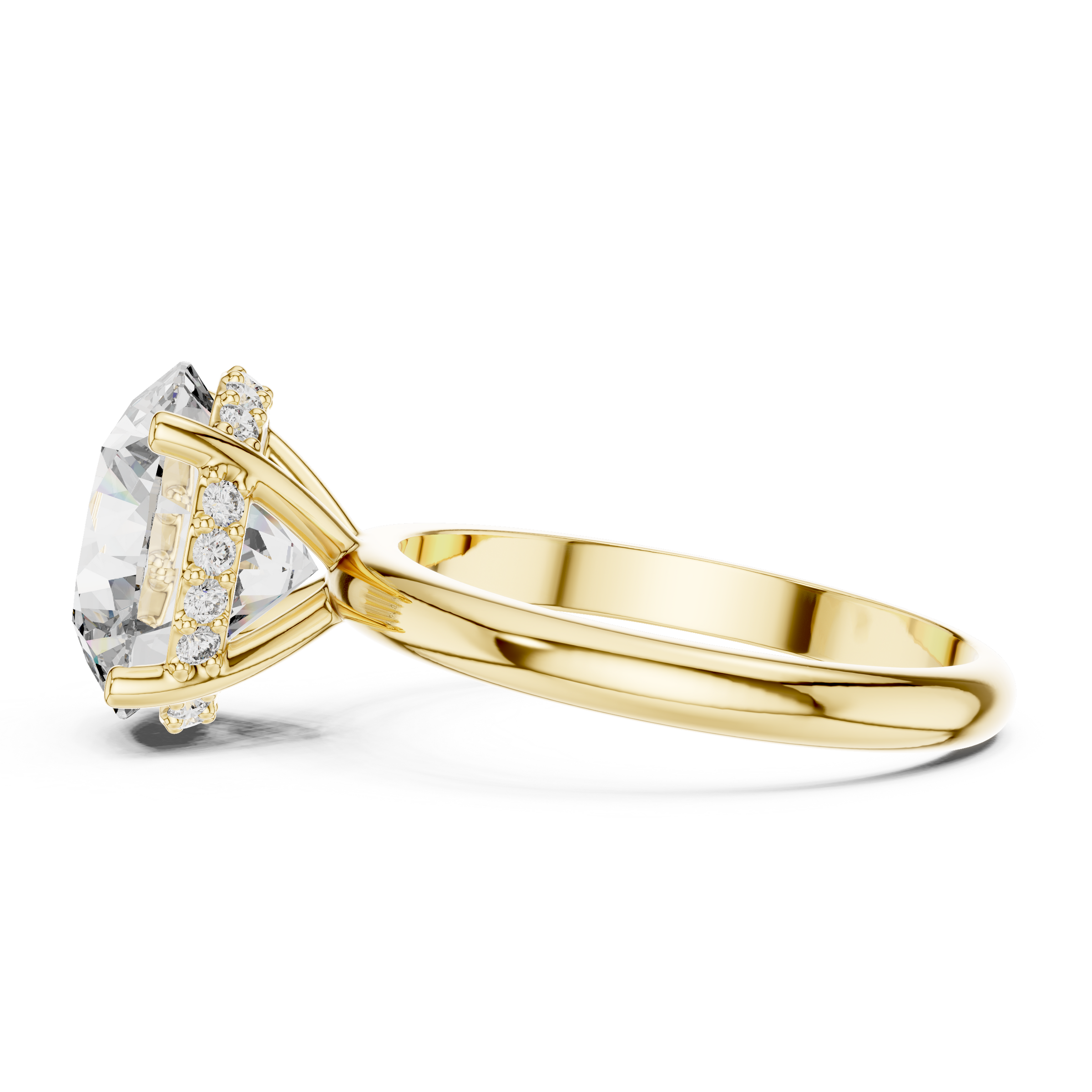 1–5 Carat Round Lab-Grown Diamond Solitaire Ring with Hidden Halo – Classic Plain Band in 18K
