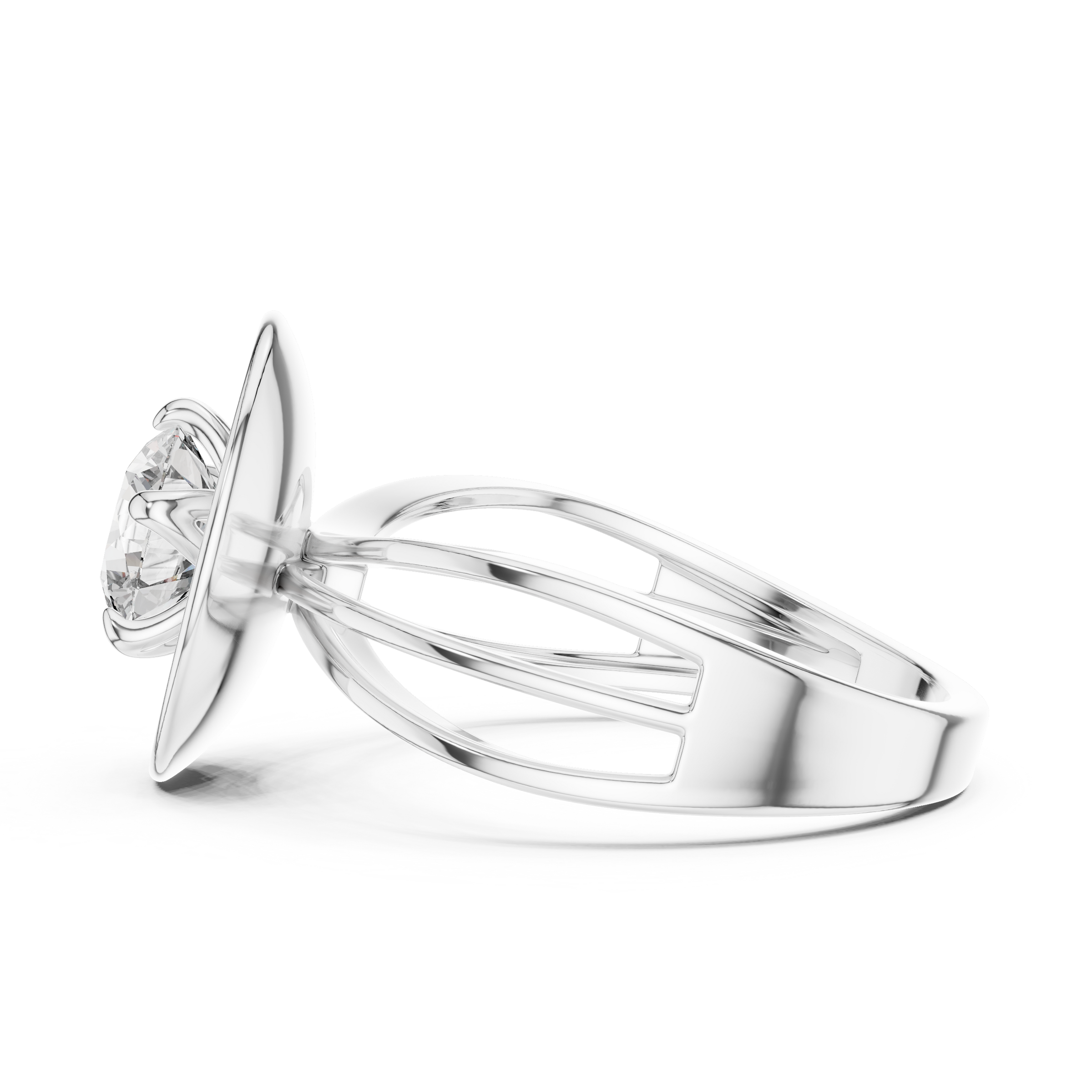 1–3 Carat Round Brilliant Lab-Grown Diamond Solitaire Engagement Ring – Double Split Shank  in 18K Gold