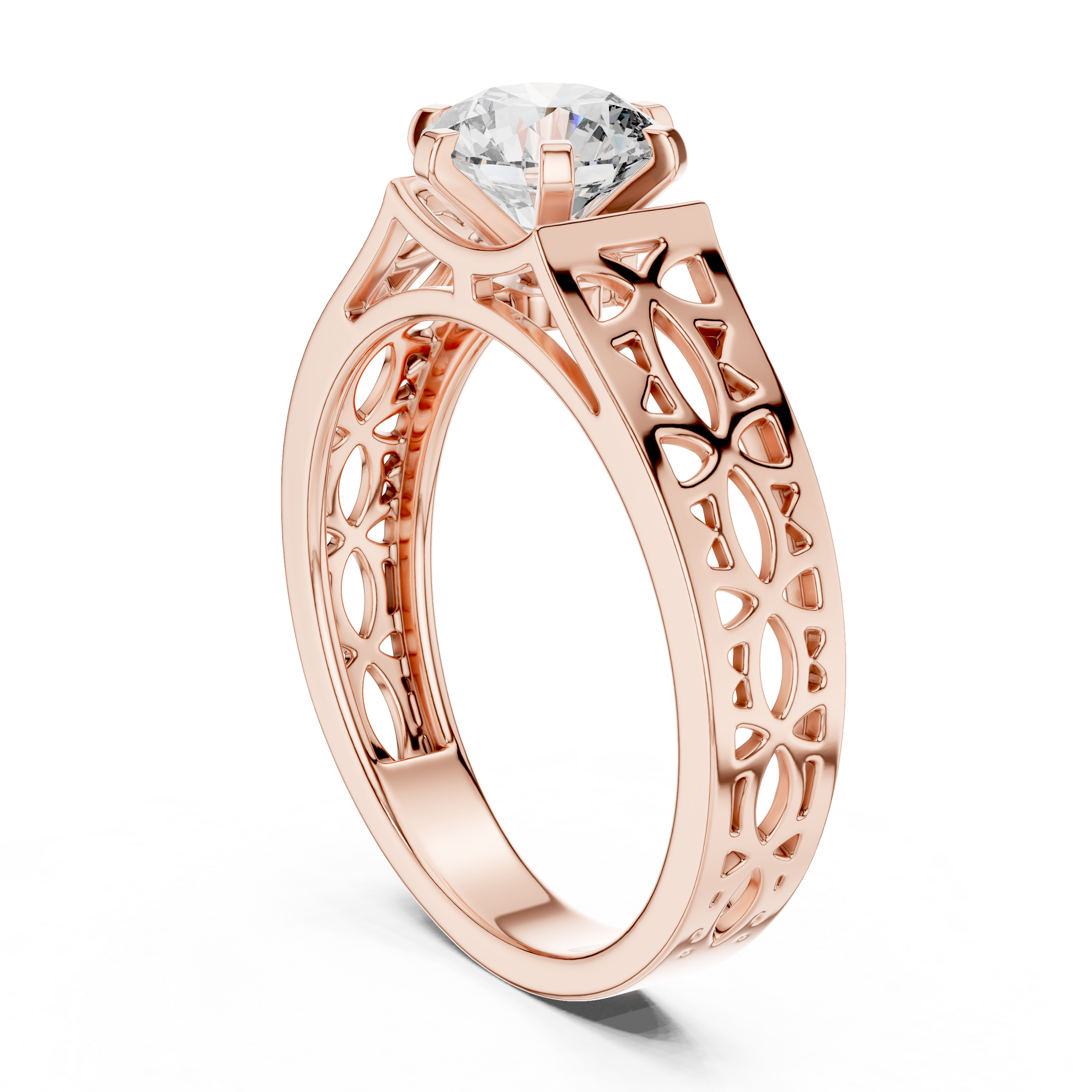 1–3 Carat Round Brilliant Lab-Grown Diamond Solitaire Engagement Ring – Six Prong Setting in 18K Gold