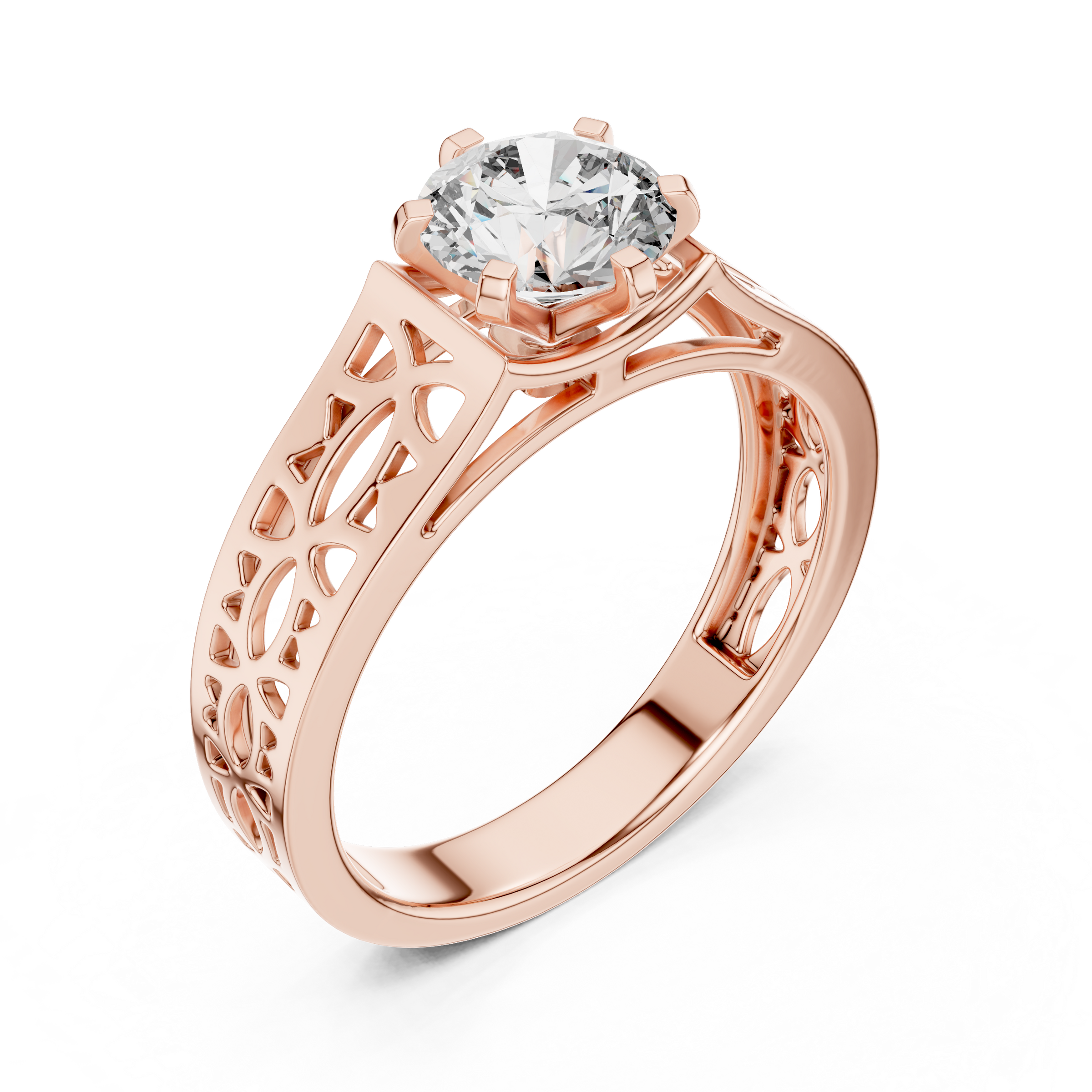 1–3 Carat Round Brilliant Lab-Grown Diamond Solitaire Engagement Ring – Six Prong Setting in 18K Gold