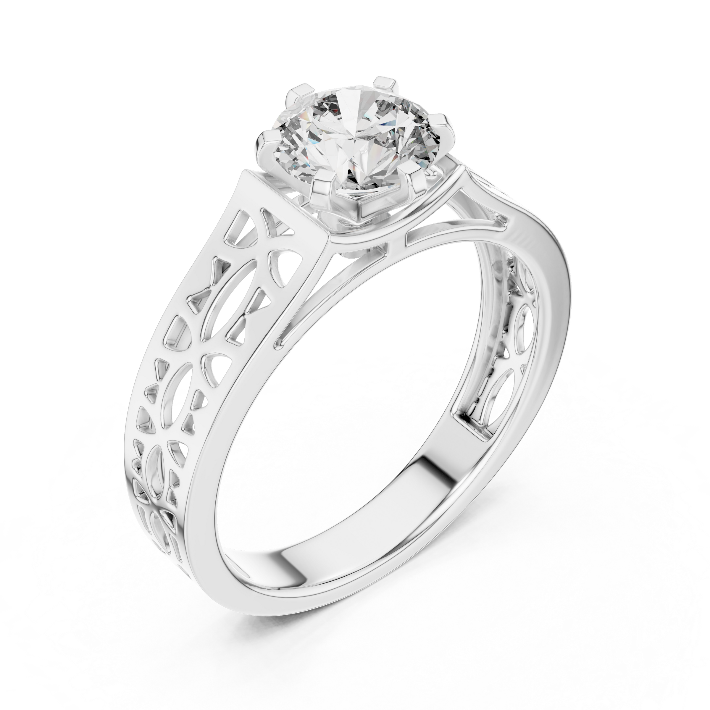 1–3 Carat Round Brilliant Lab-Grown Diamond Solitaire Engagement Ring – Six Prong Setting in 18K Gold