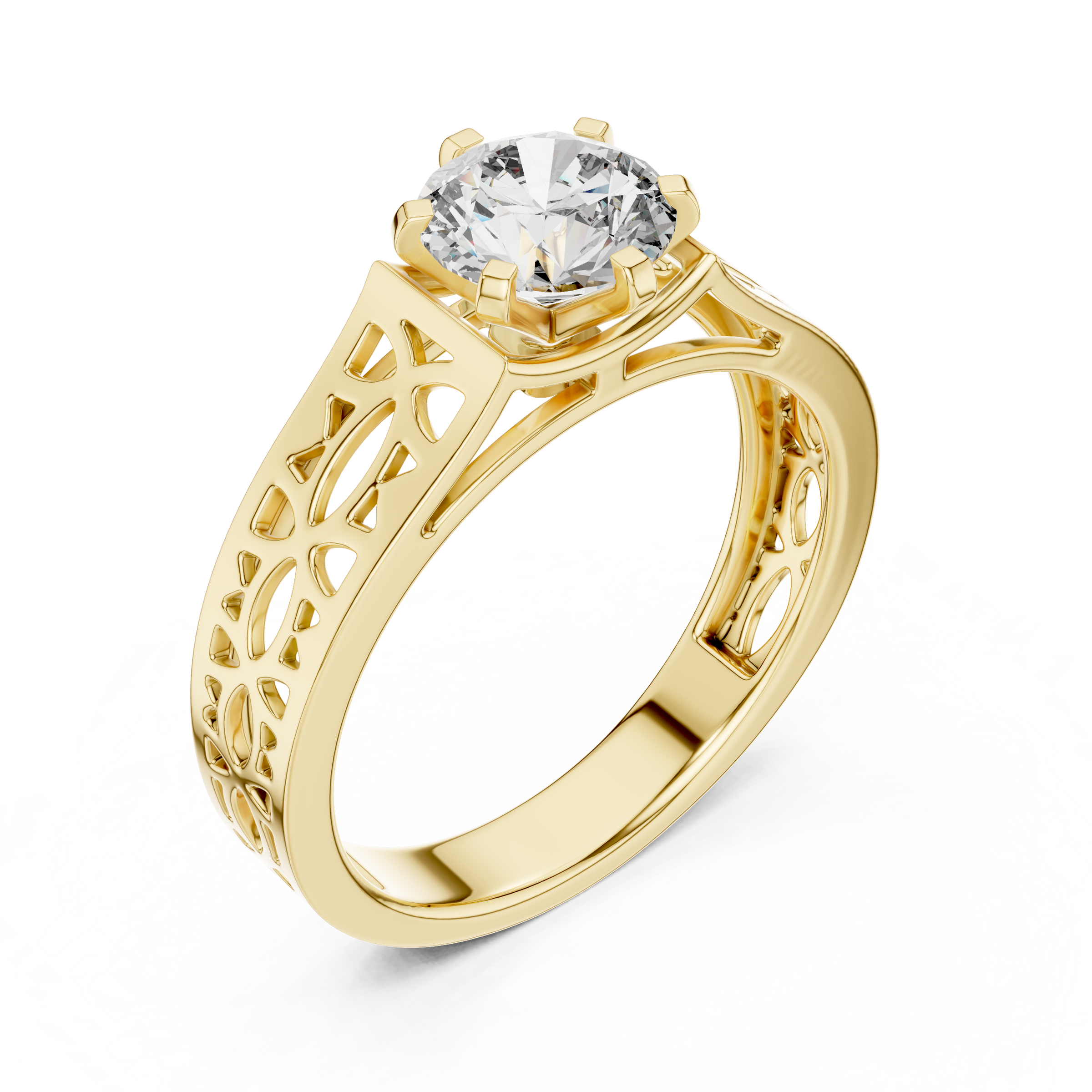 1–3 Carat Round Brilliant Lab-Grown Diamond Solitaire Engagement Ring – Six Prong Setting in 18K Gold