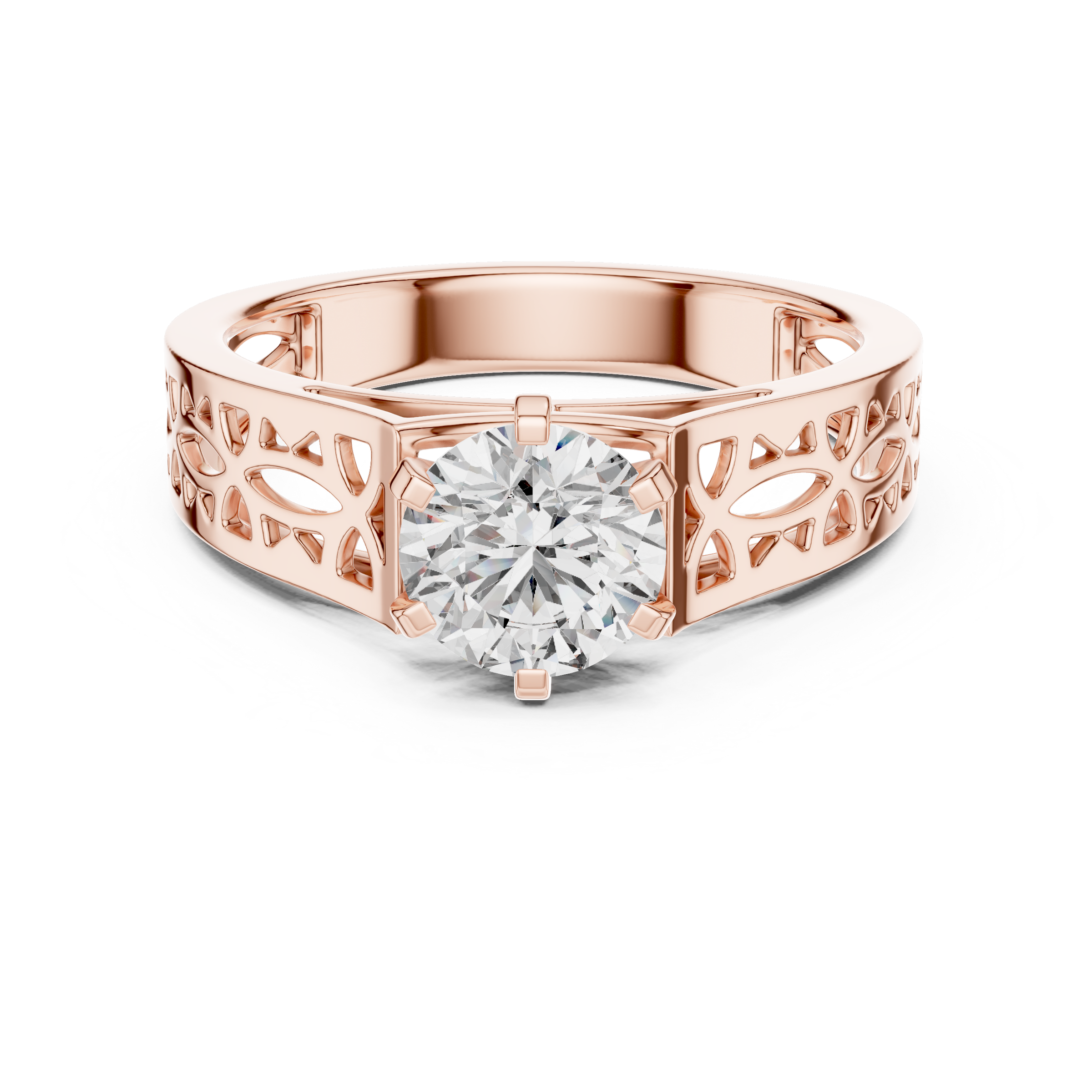 1–3 Carat Round Brilliant Lab-Grown Diamond Solitaire Engagement Ring – Six Prong Setting in 18K Gold