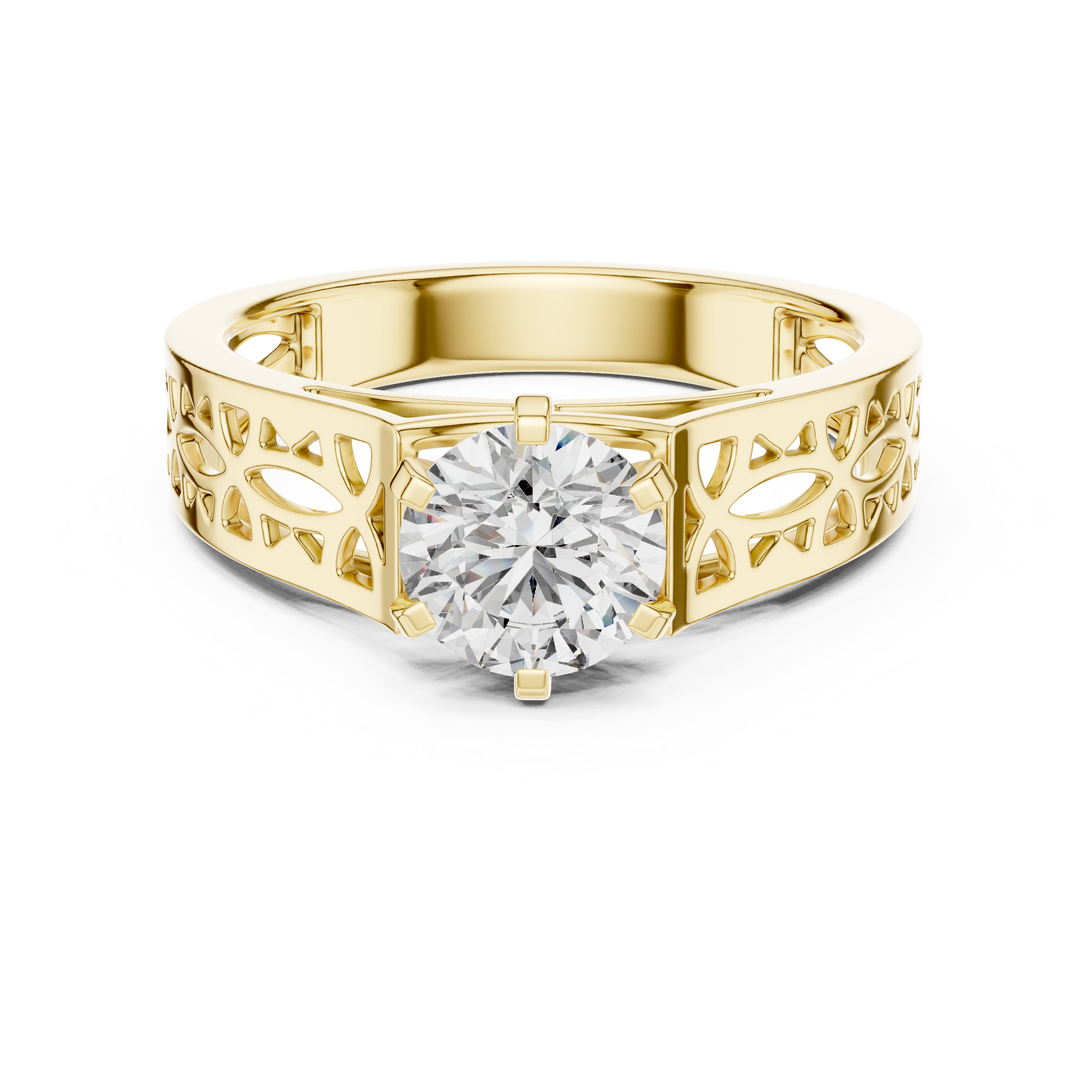 1–3 Carat Round Brilliant Lab-Grown Diamond Solitaire Engagement Ring – Six Prong Setting in 18K Gold