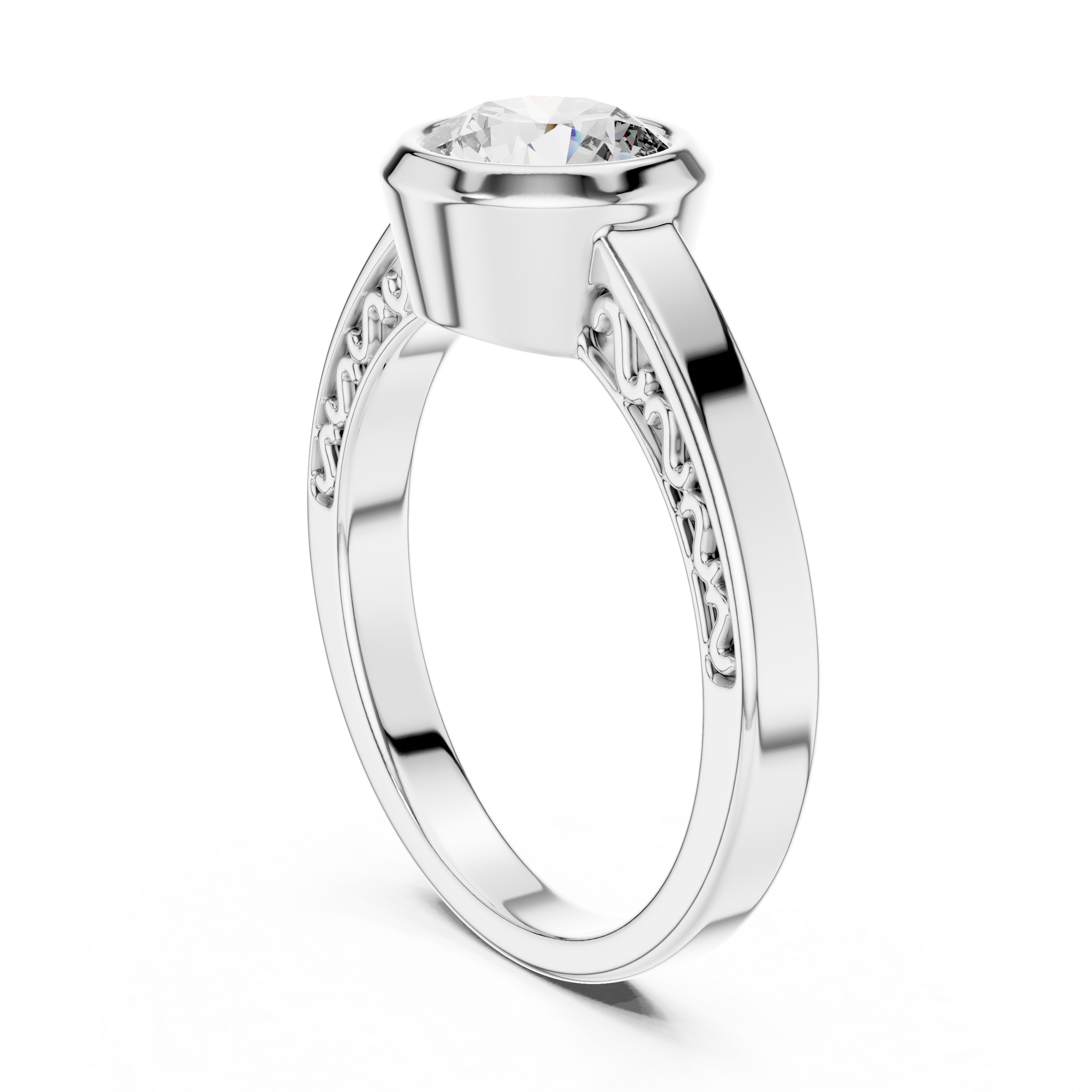 1–3 Carat Round Brilliant Lab-Grown Diamond Solitaire Engagement Ring – Bezel Setting in 18K Gold