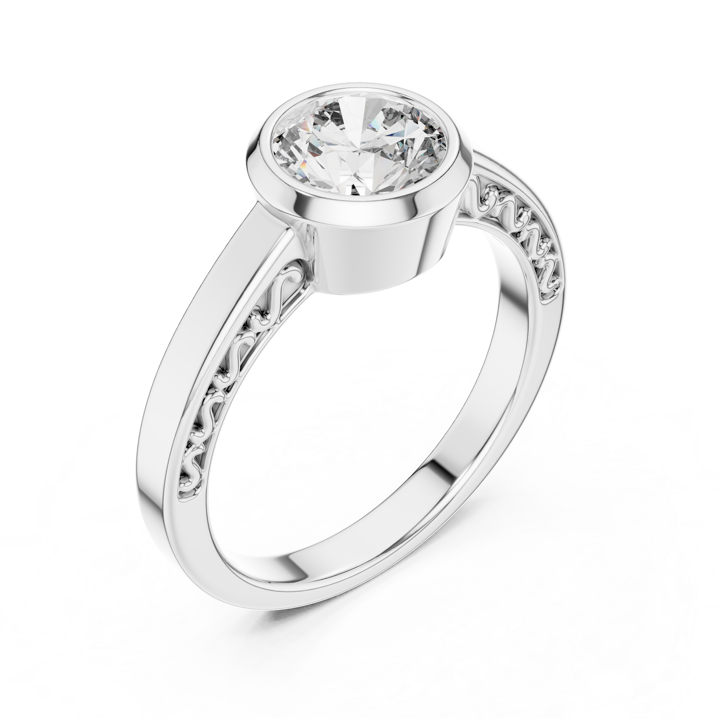 1–3 Carat Round Brilliant Lab-Grown Diamond Solitaire Engagement Ring – Bezel Setting in 18K Gold