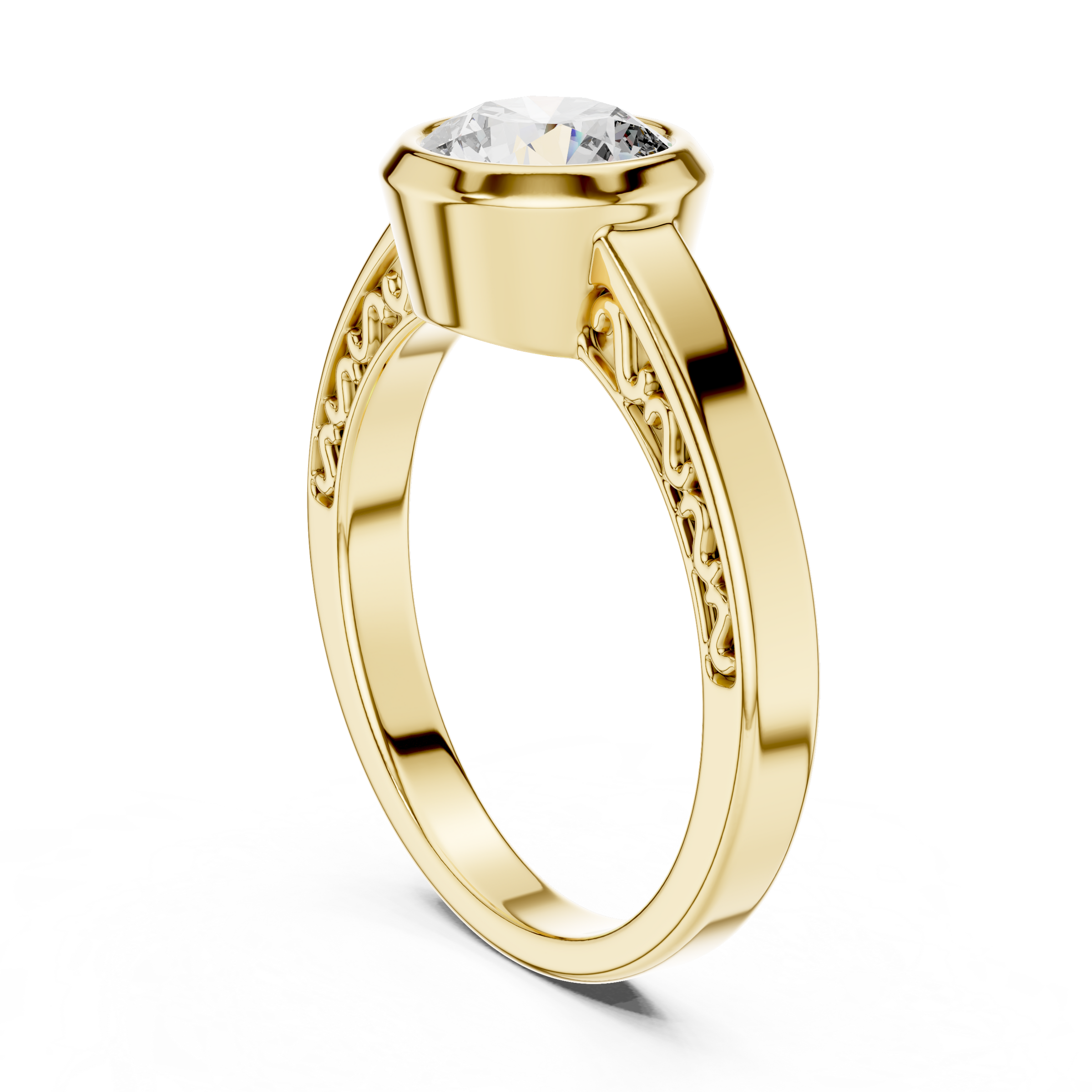 1–3 Carat Round Brilliant Lab-Grown Diamond Solitaire Engagement Ring – Bezel Setting in 18K Gold