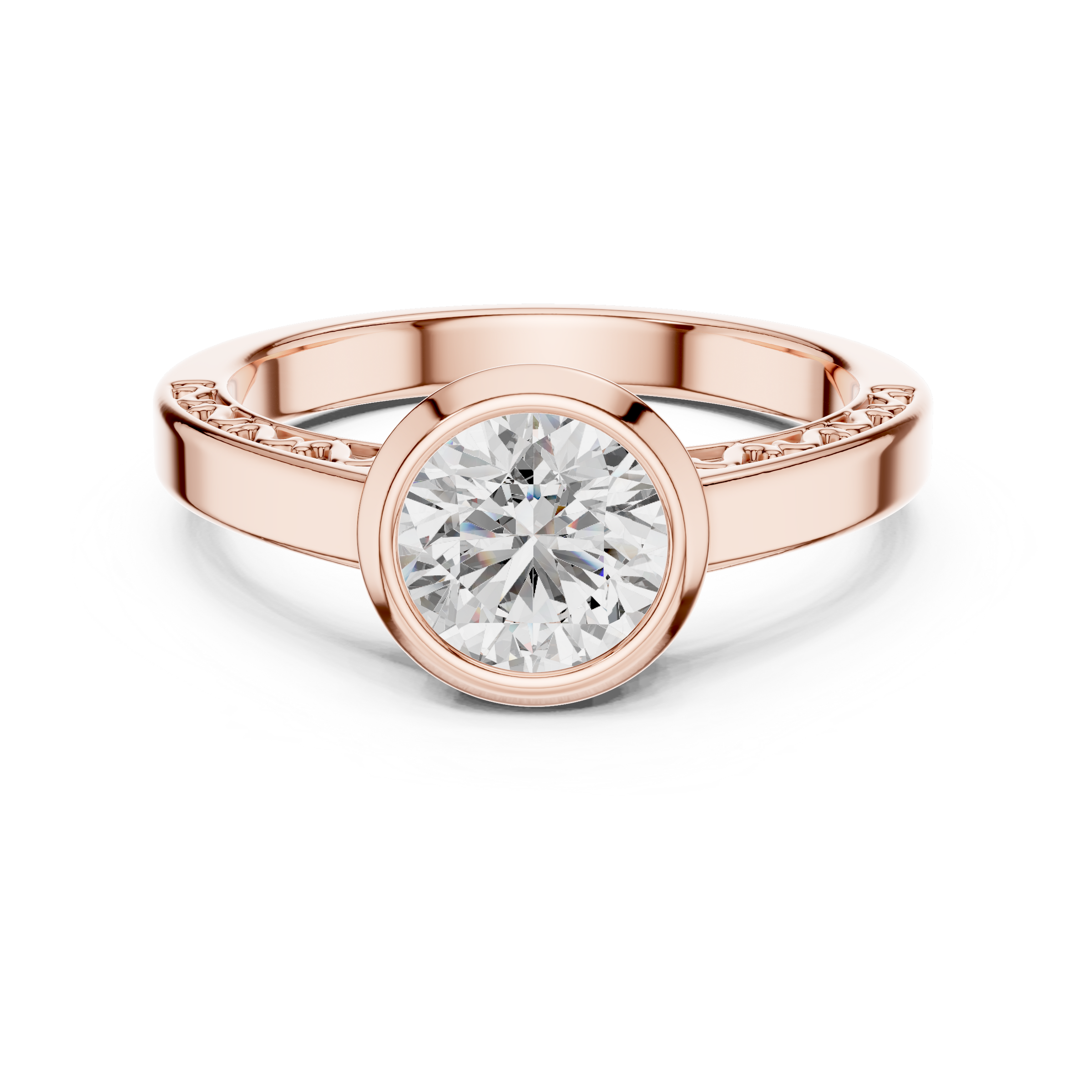 1–3 Carat Round Brilliant Lab-Grown Diamond Solitaire Engagement Ring – Bezel Setting in 18K Gold
