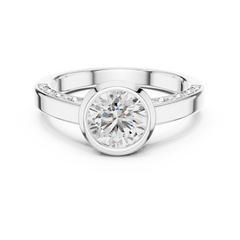1–3 Carat Round Brilliant Lab-Grown Diamond Solitaire Engagement Ring – Bezel Setting in 18K Gold