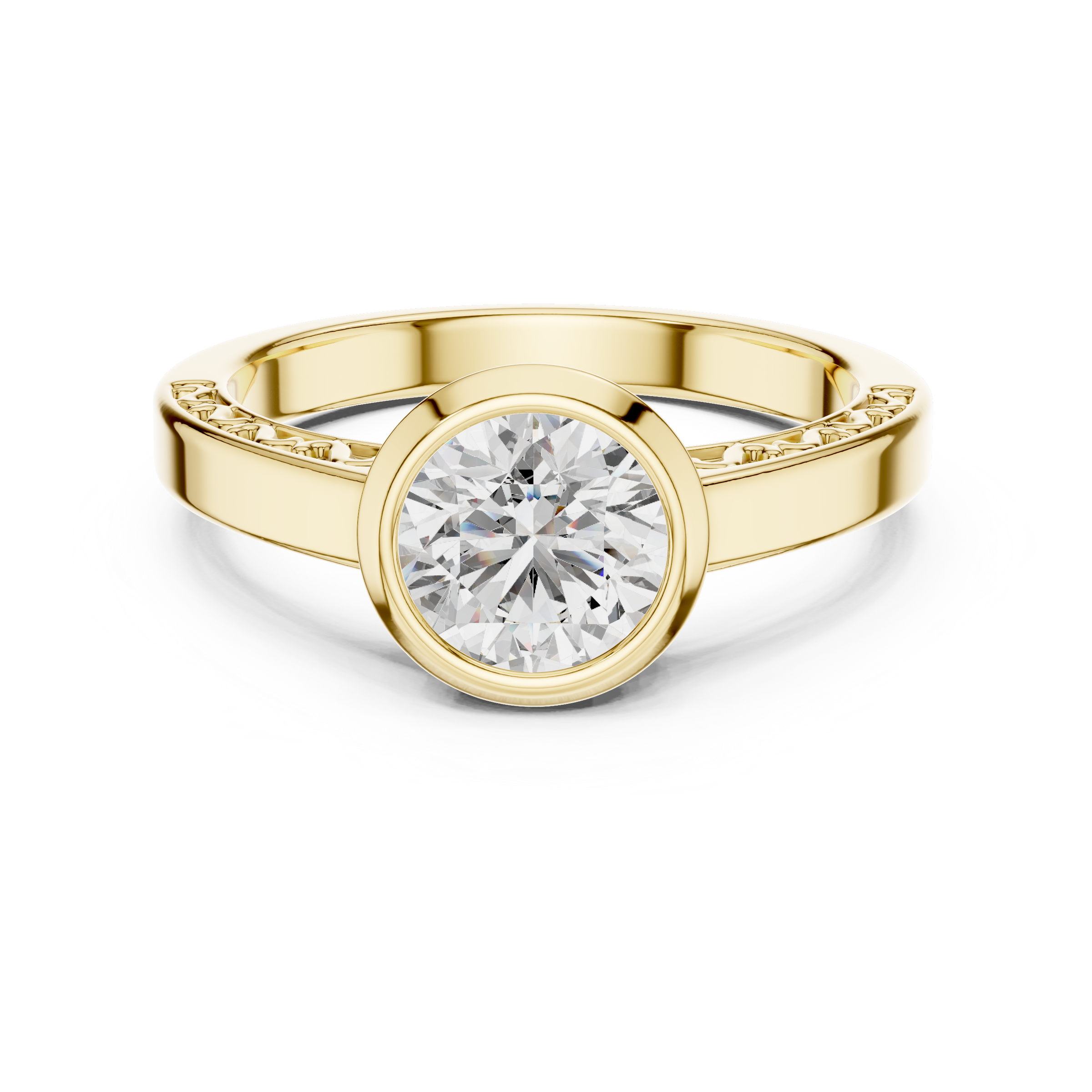 1–3 Carat Round Brilliant Lab-Grown Diamond Solitaire Engagement Ring – Bezel Setting in 18K Gold