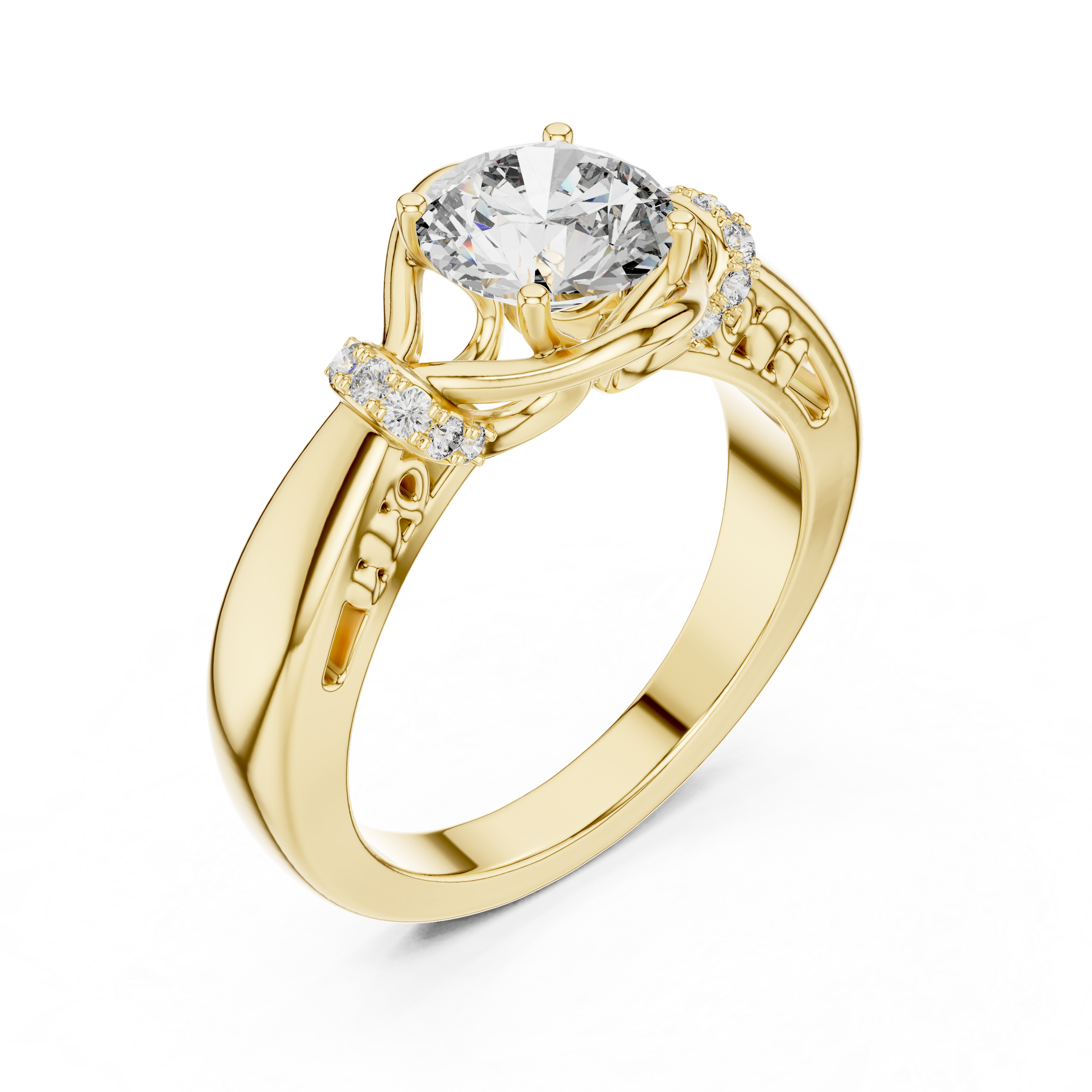 1–3 Carat Round Brilliant Lab-Grown Diamond Solitaire Engagement Ring in 18K Gold
