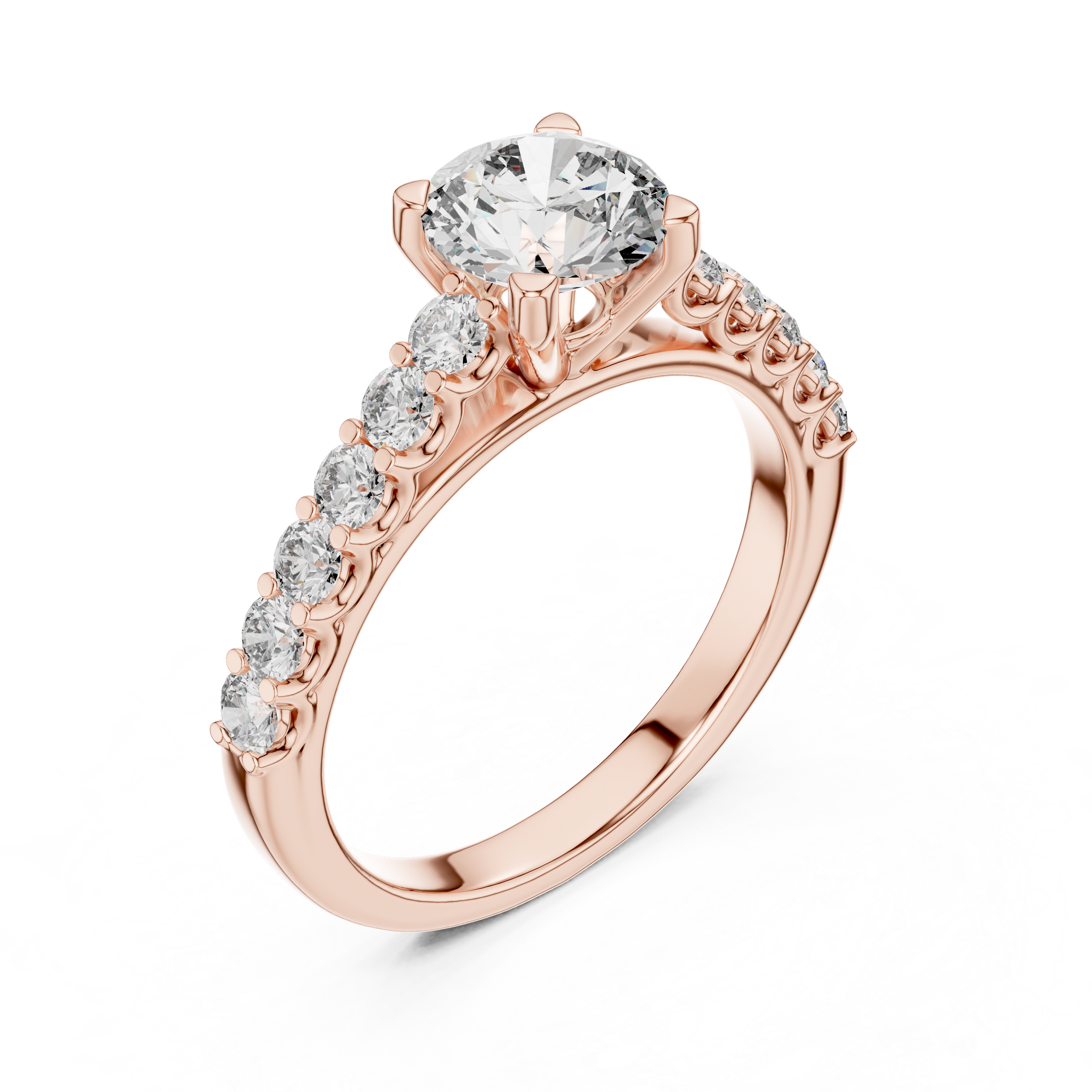 1–3 Carat Round Brilliant Lab-Grown Diamond Solitaire Engagement Ring – Pave Setting in 18K Gold