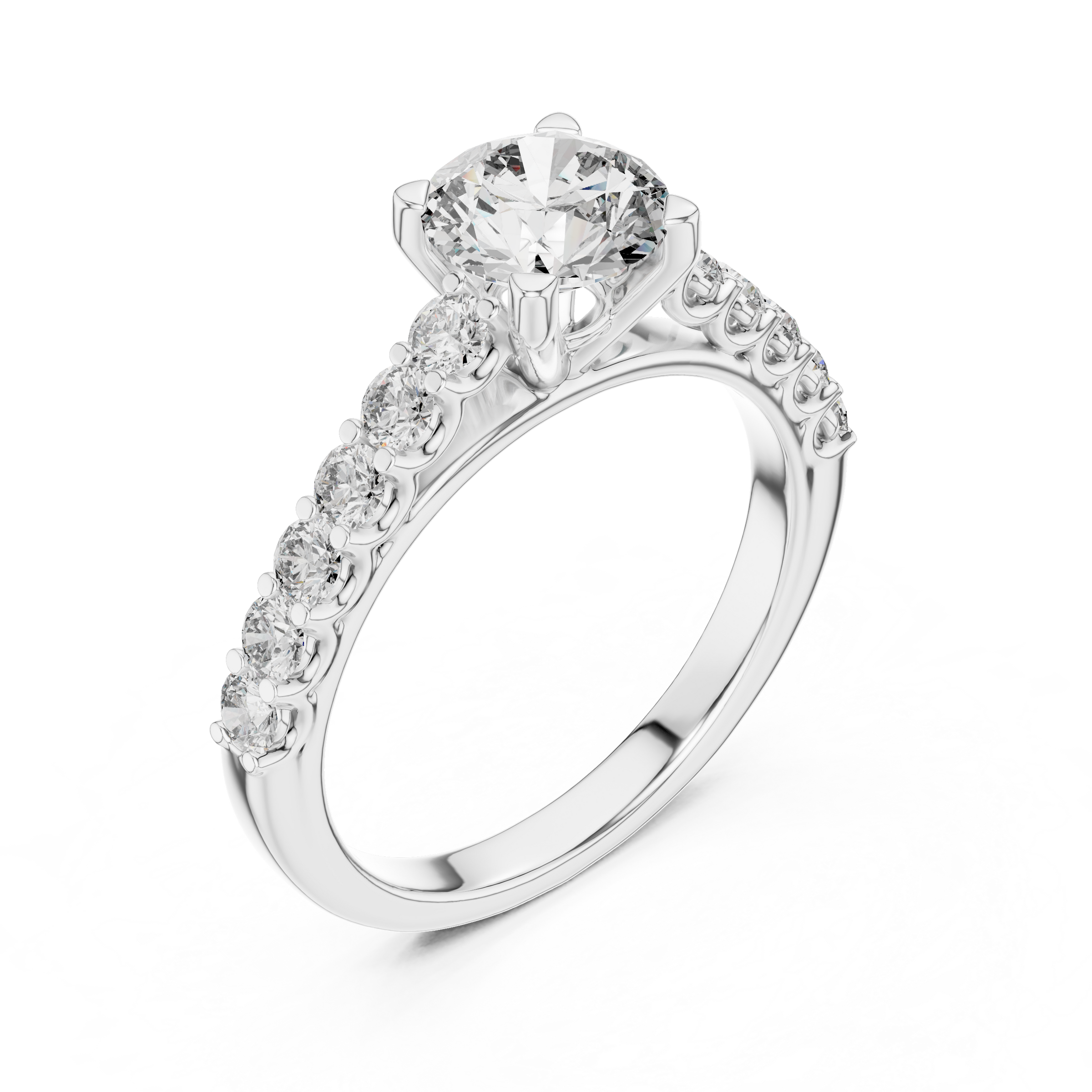 1–3 Carat Round Brilliant Lab-Grown Diamond Solitaire Engagement Ring – Pave Setting in 18K Gold