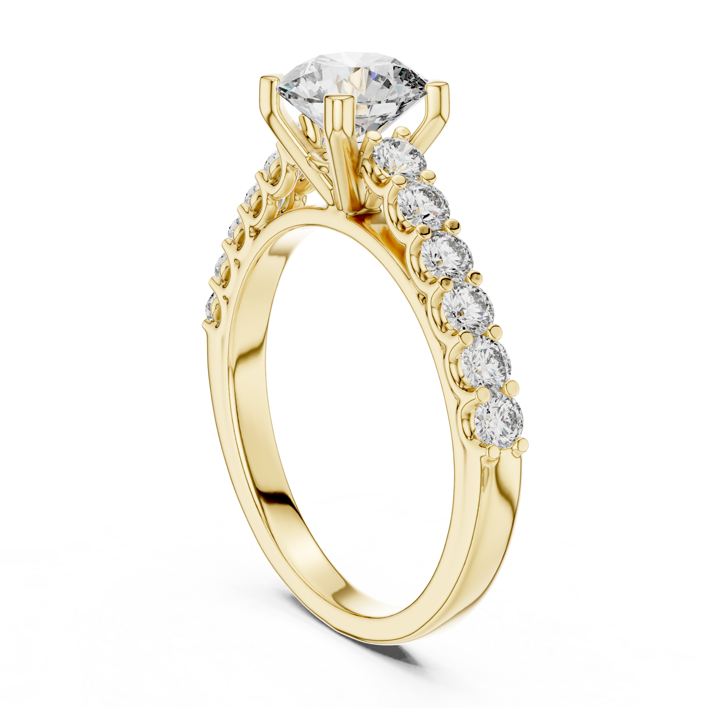 1–3 Carat Round Brilliant Lab-Grown Diamond Solitaire Engagement Ring – Pave Setting in 18K Gold