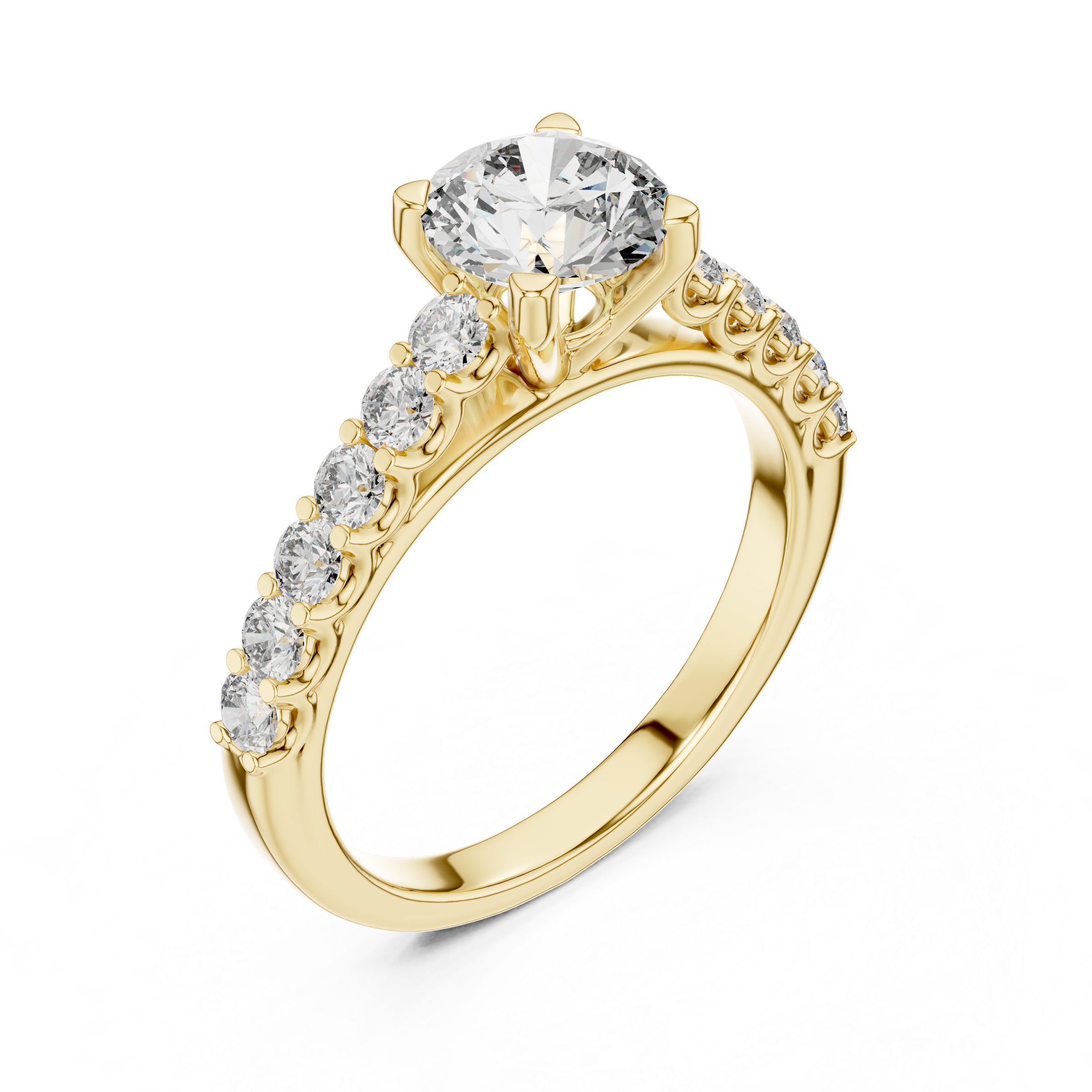 1–3 Carat Round Brilliant Lab-Grown Diamond Solitaire Engagement Ring – Pave Setting in 18K Gold