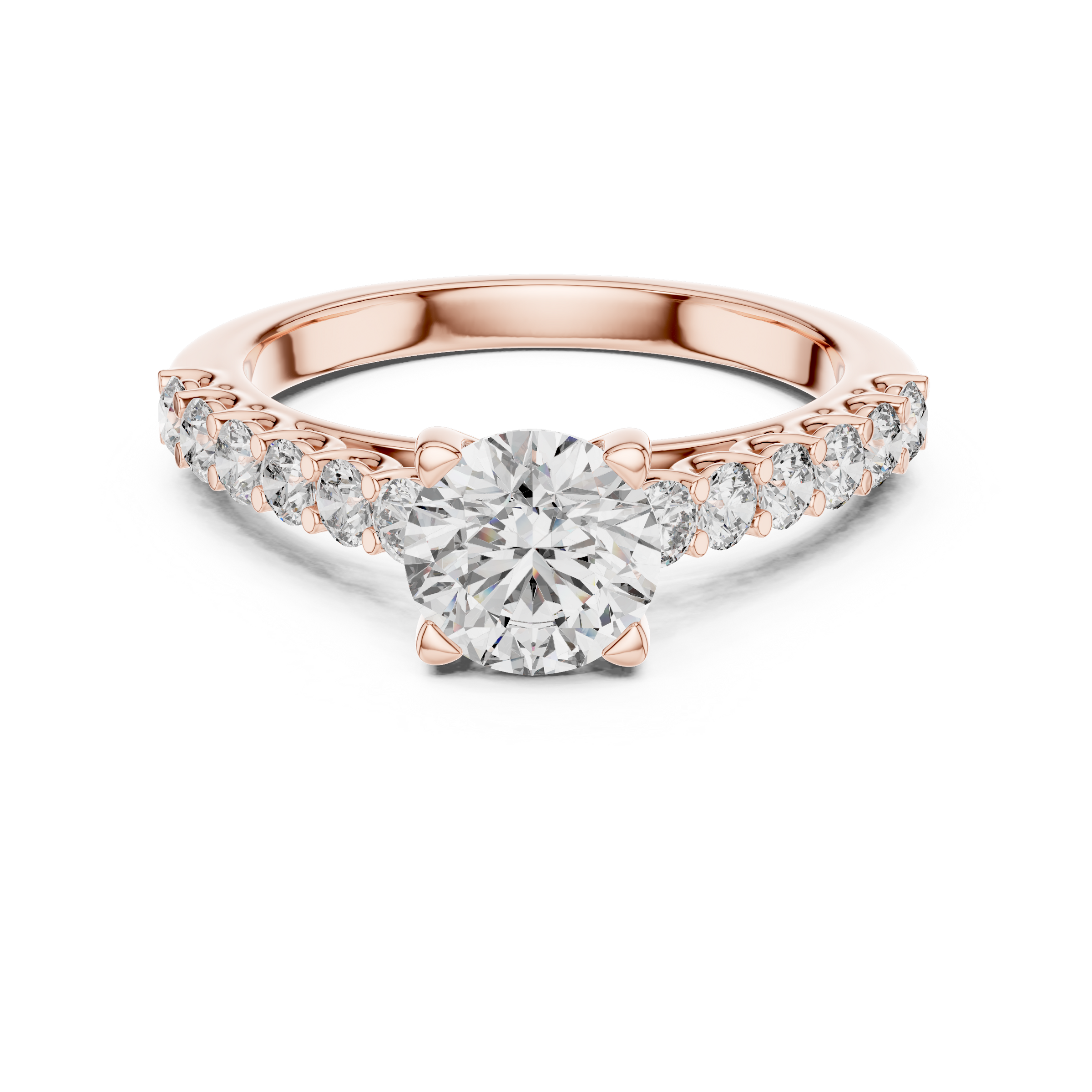 1–3 Carat Round Brilliant Lab-Grown Diamond Solitaire Engagement Ring – Pave Setting in 18K Gold