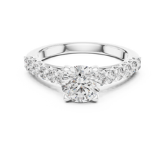1–3 Carat Round Brilliant Lab-Grown Diamond Solitaire Engagement Ring – Pave Setting in 18K Gold